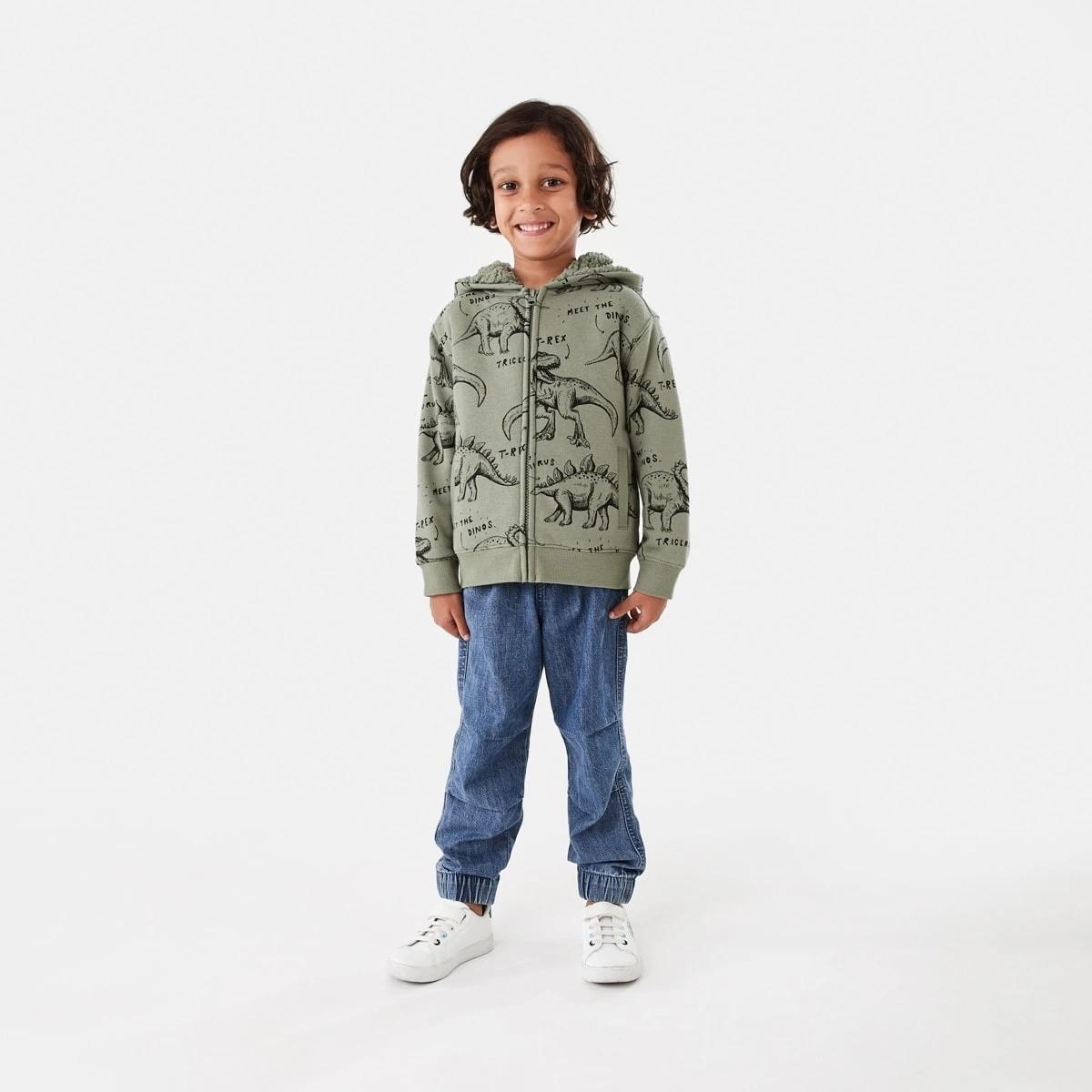 7 Sherpa Lined Hoodie Grn Dino, 7 of 10