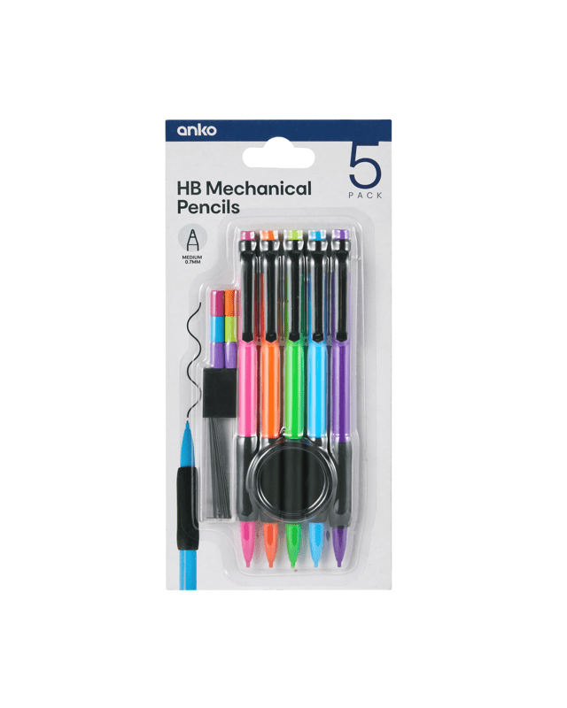 5 Pack HB Mechanical Pencils - 0