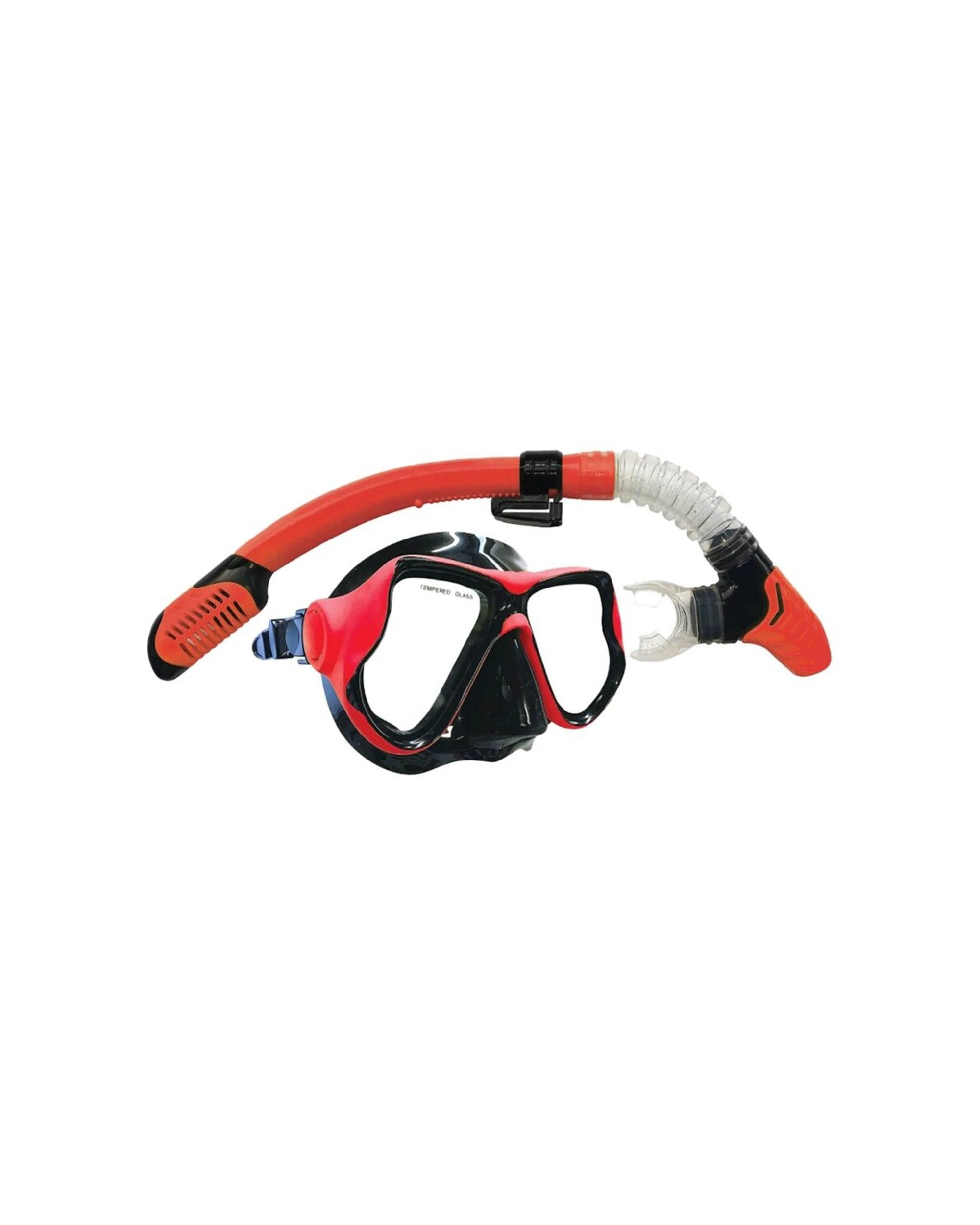 1 Land & Sea Sports Ningaloo Silicone Snorkelling Mask Set W/ Goggles - Red, 1 of 1