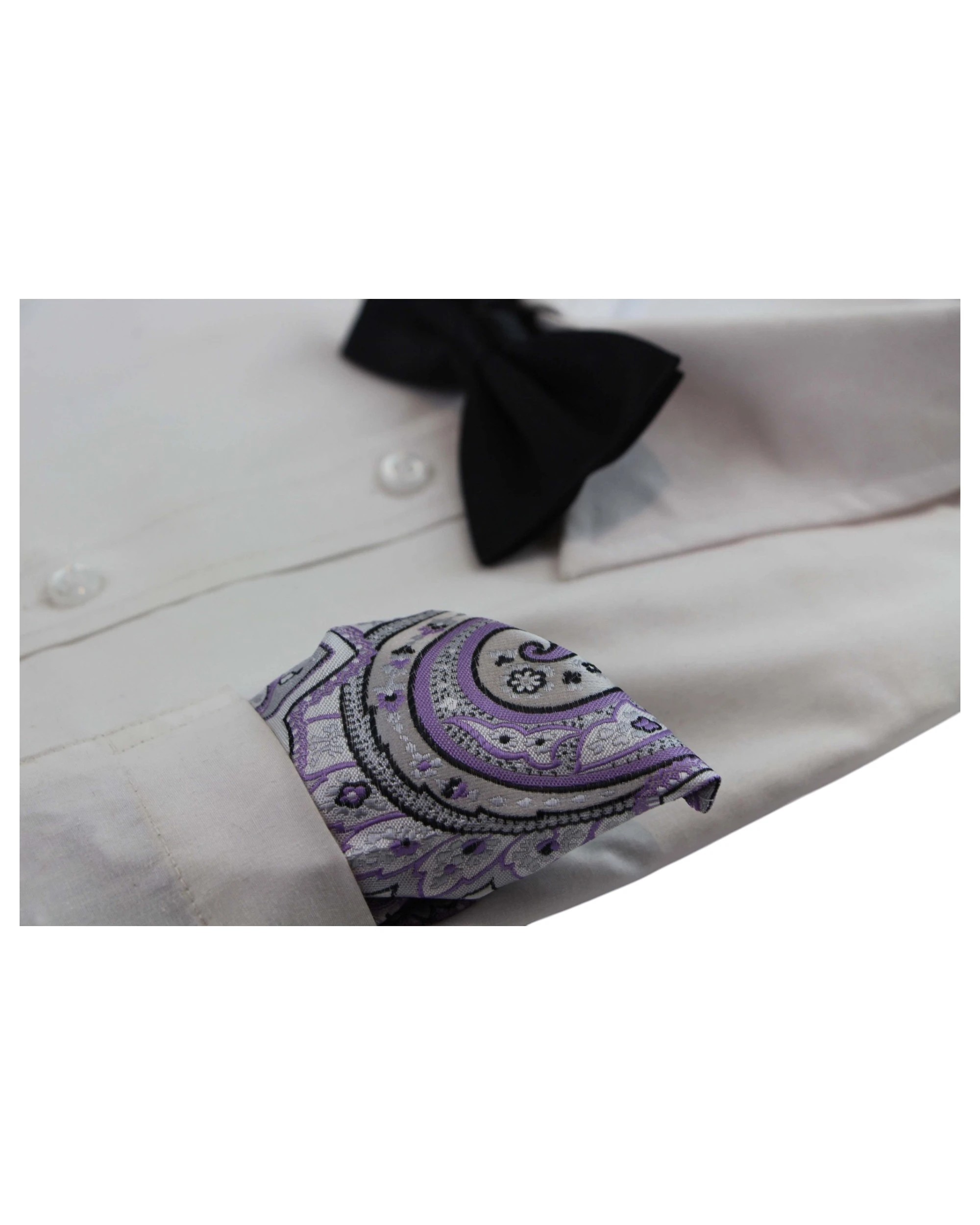 3 Zasel Mens Silver & Violet Paisley Silk Pocket Square - Multi, 3 of 3