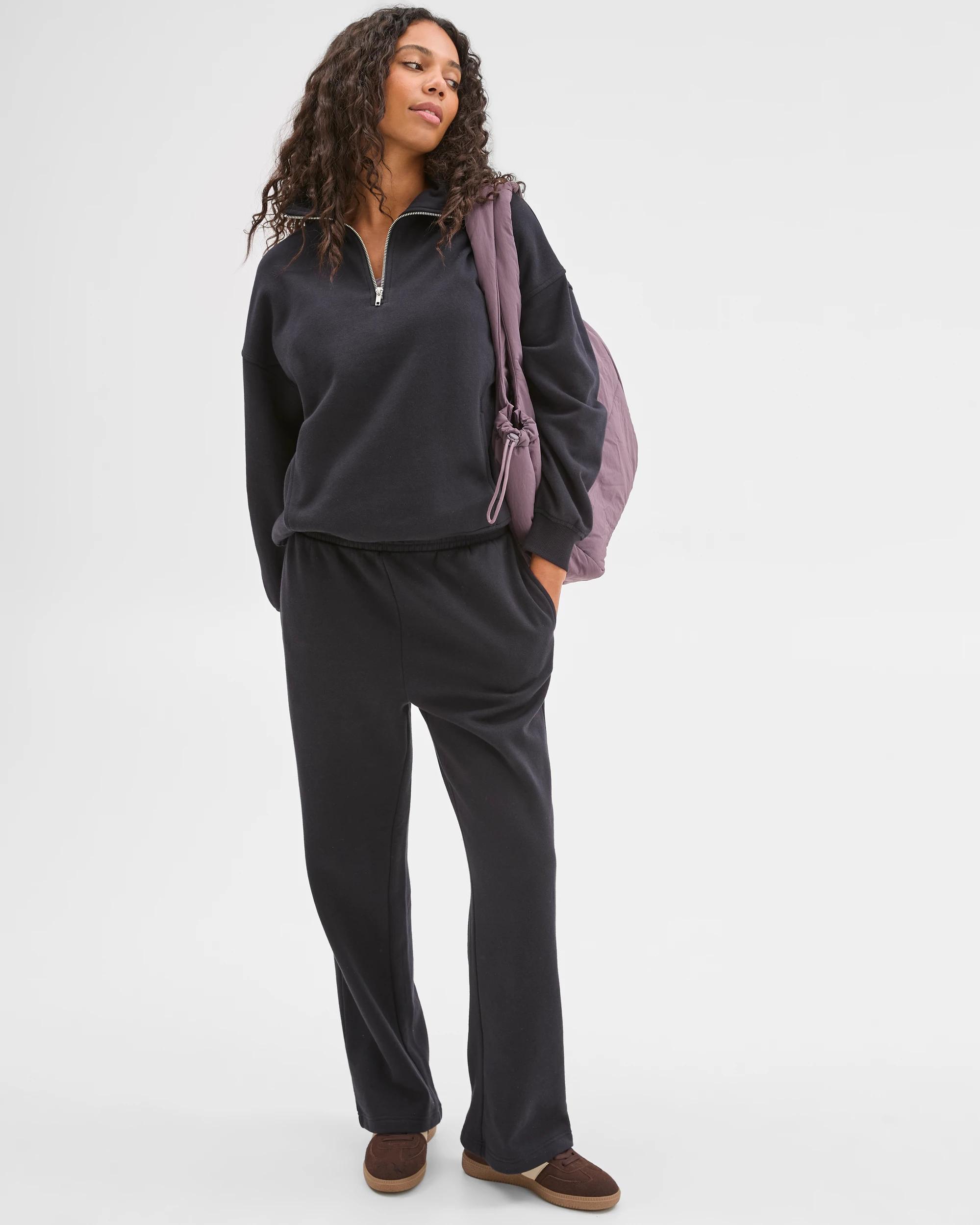 4 Target Woman Australian Cotton Blend 1/4 Zip Fleece Jumper BLACK, 4 of 6