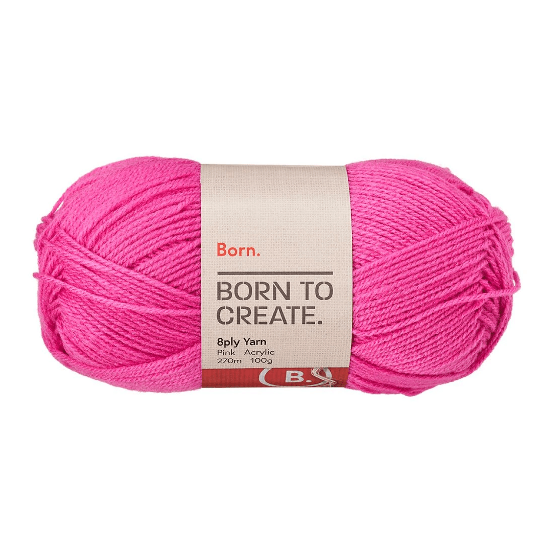 1 Born 8 Ply Yarn 100g Pink, 1 of 3