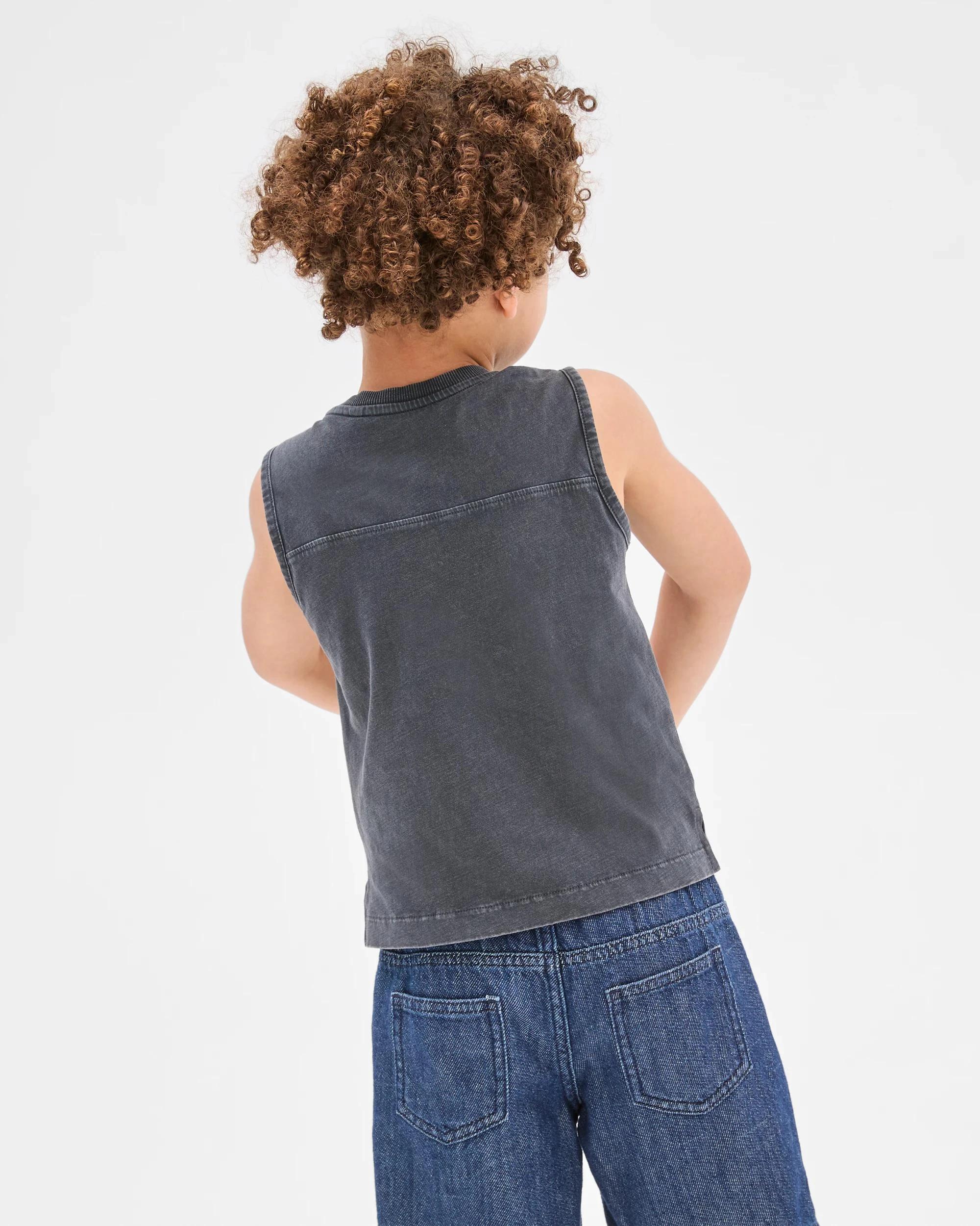 2 Target Australian Cotton Embroidered Washed Tank CHARCOAL HAPPY HUMAN, 2 of 5