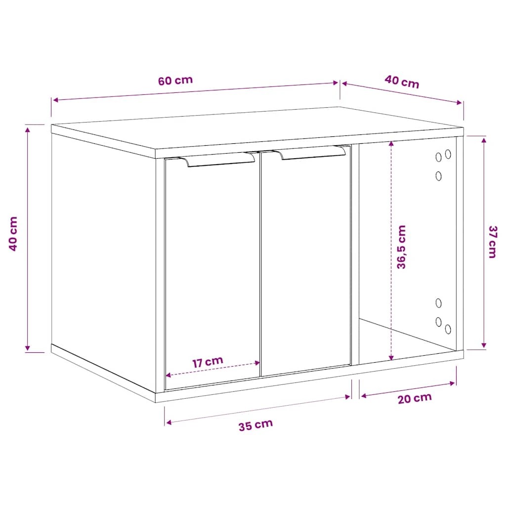 9 vidaXL Cat Litter Box Enclosure Engineered Wood - Brown, 9 of 9