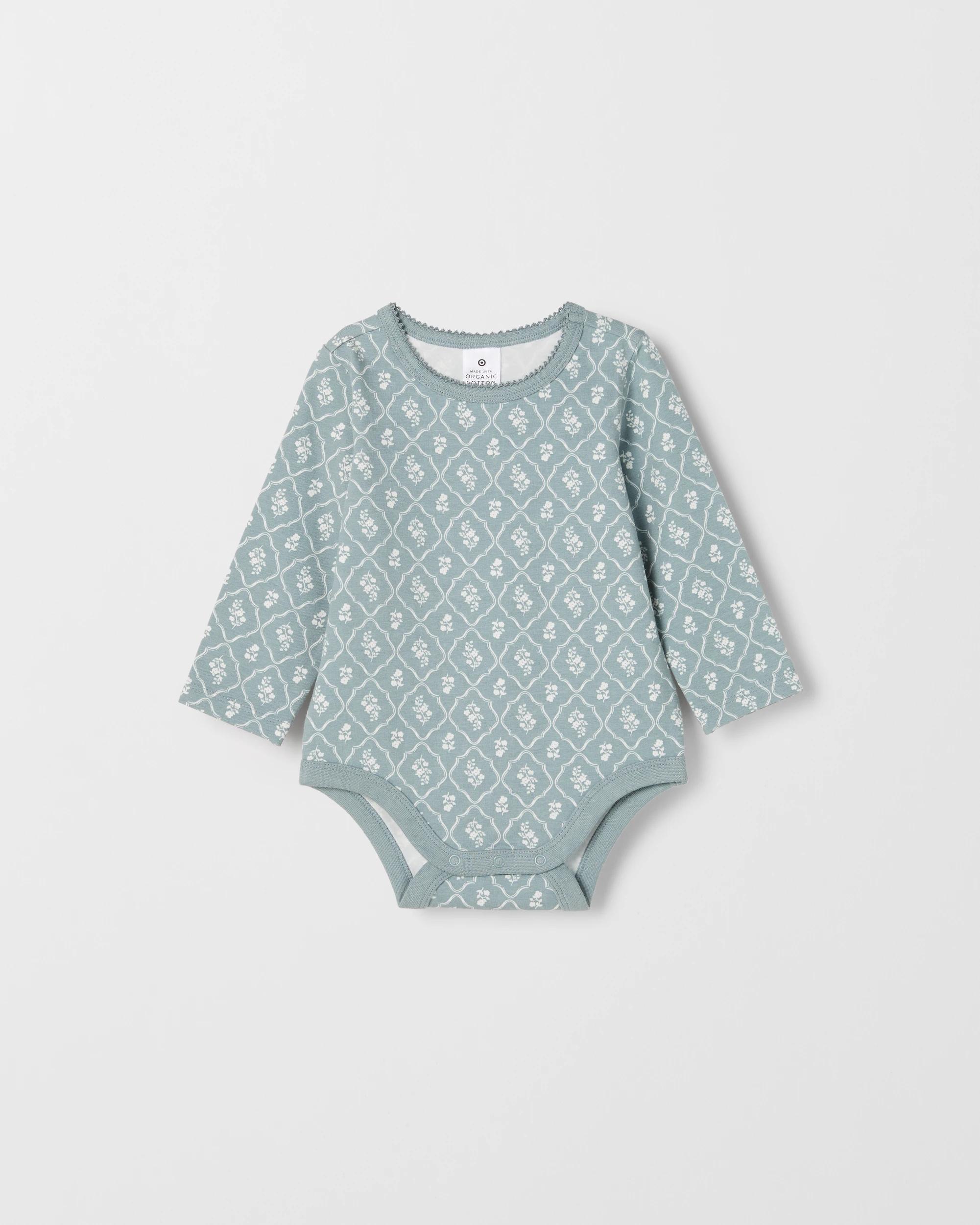 3 Target Baby Organic Cotton 3 Pack Long Sleeve Pointelle/Rib Bodysuit BLUE FLOW, 3 of 5