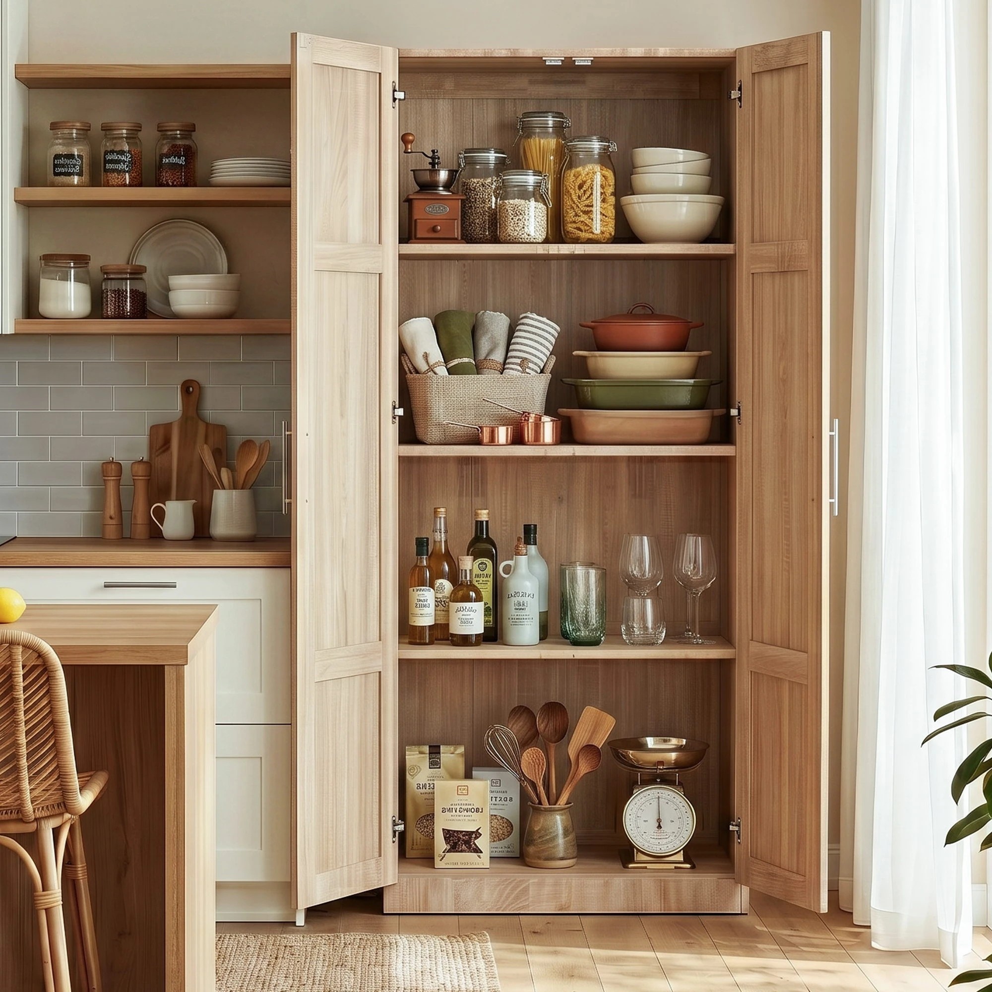 6 Artiss 2x Buffet Unit Cabinet Sideboard Pantry 180cm - Natural, 6 of 8