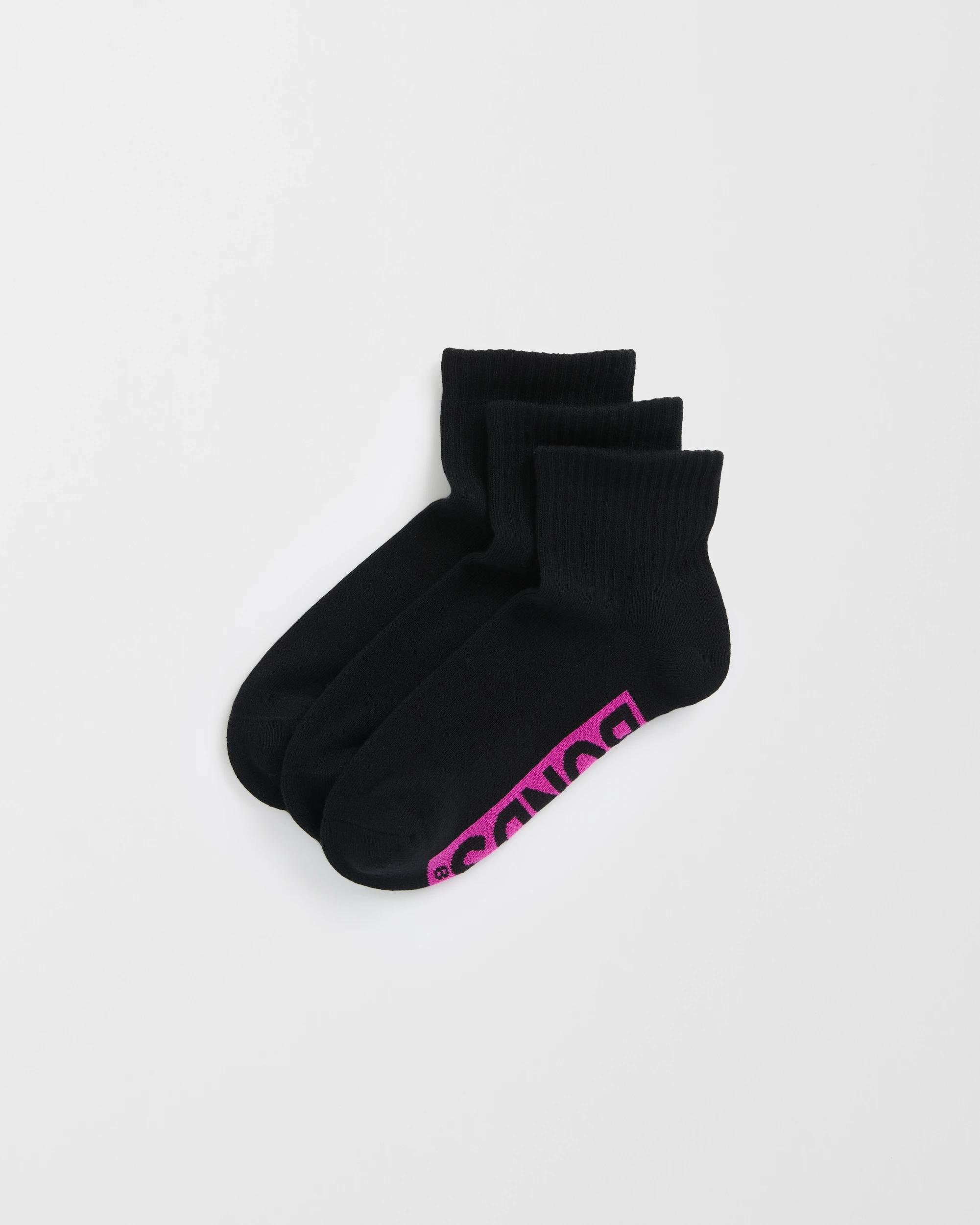 1 Women's Cotton Blend Cushioned Quarter Crew Socks 3 Pack - Bonds BLACK, 1 of 3