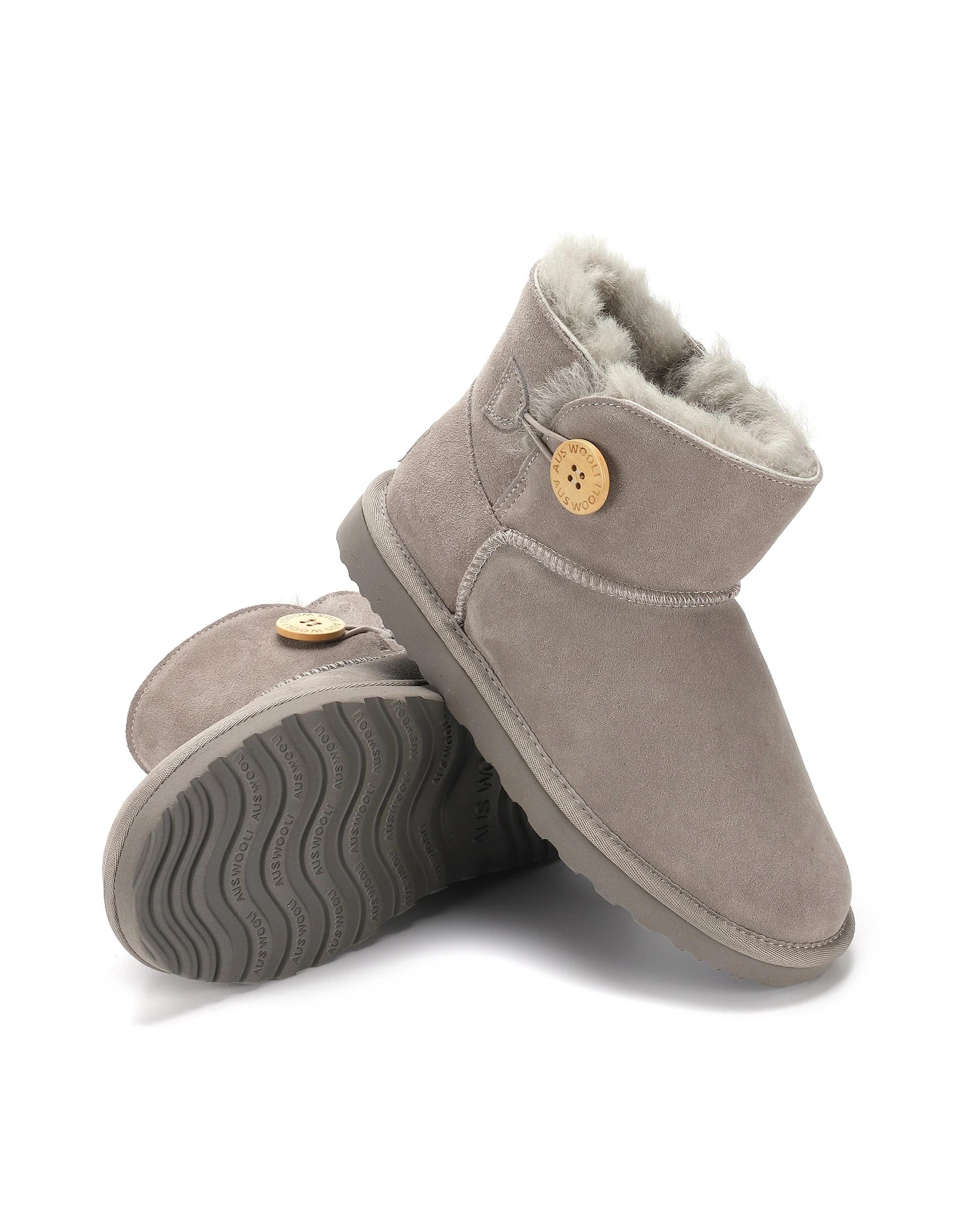 6 AUS WOOLI UGG Chic Short Sheepskin Button Boots LIGHTGREY, 6 of 7