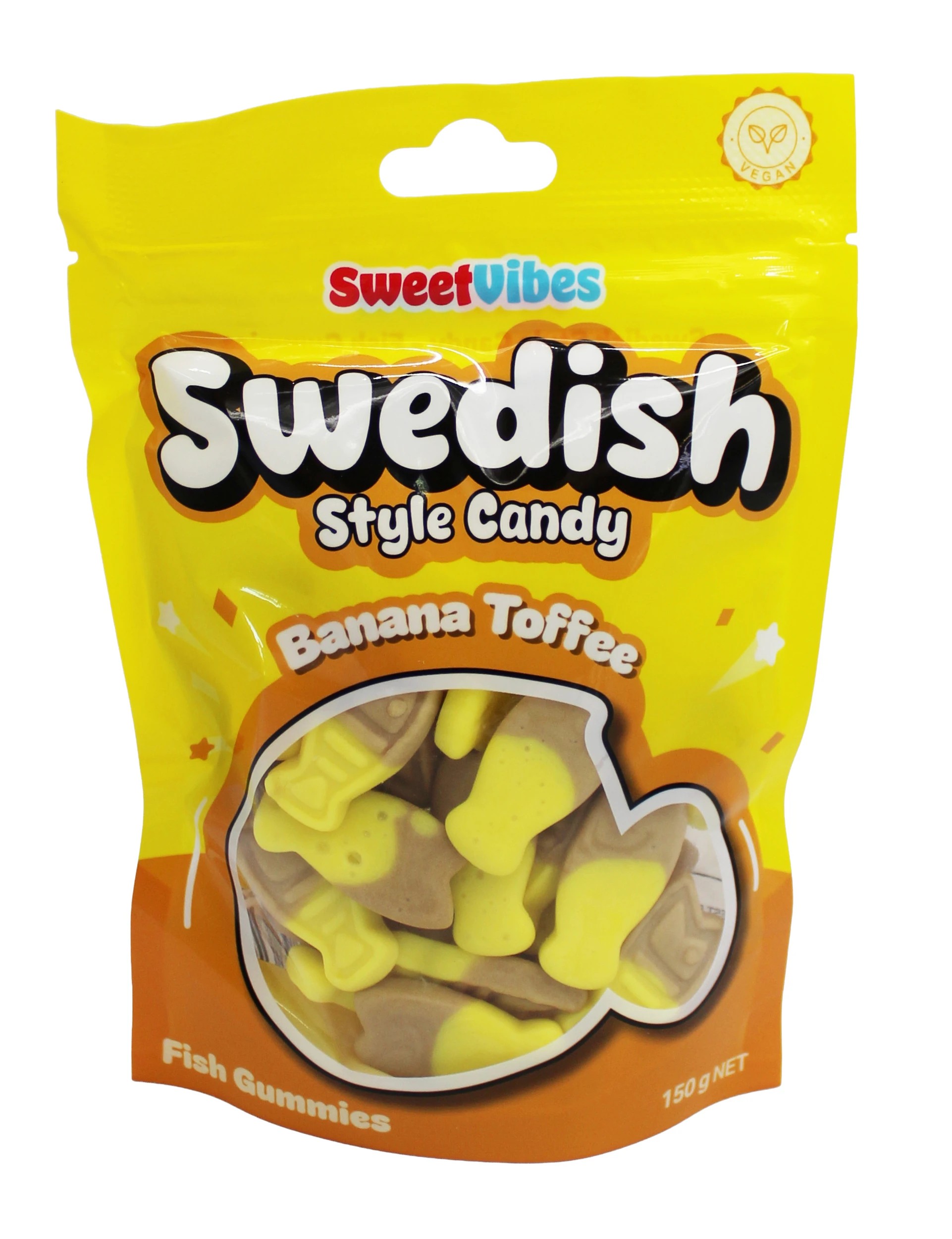 1 Sweet Vibes Swedish Style Candy Fish Gummies 150g - Banana Toffee, 1 of 2