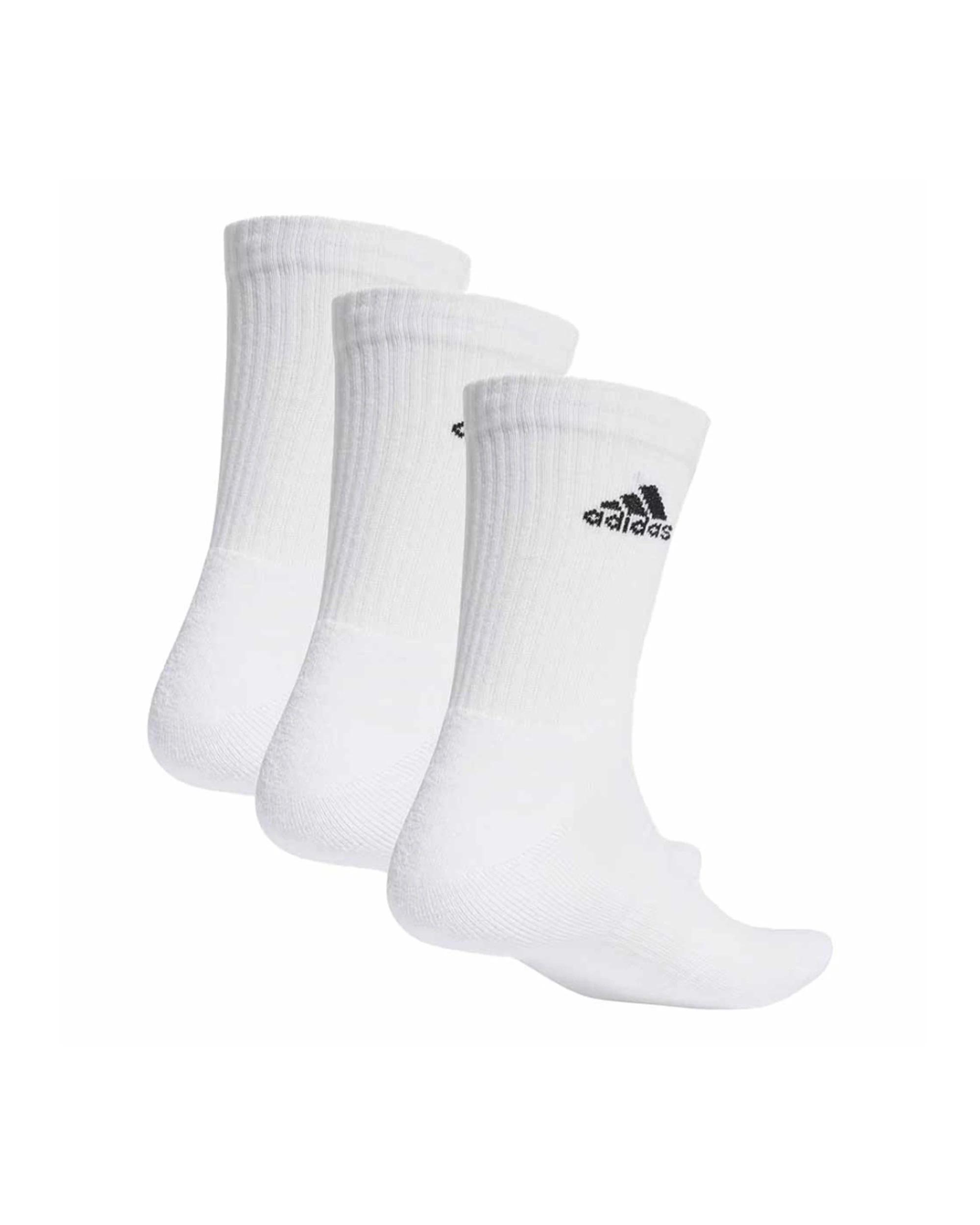 1 Adidas 3 Pack Cushioned Crew Socks Heel Toe Support WHITE/BLACK, 1 of 1