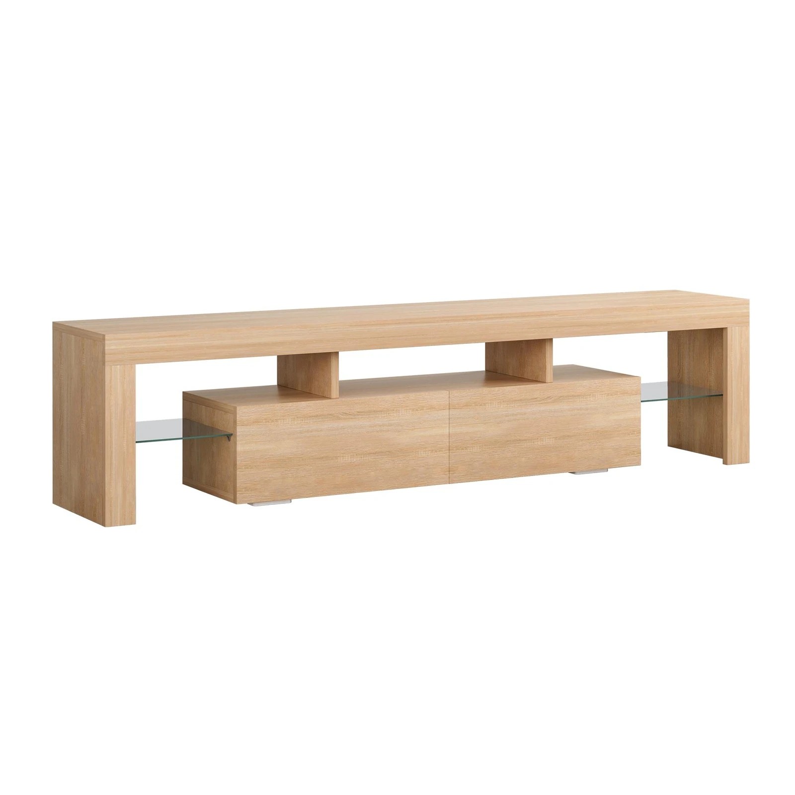 6 Alfordson Entertainment Unit 160cm TV Stand LED Light Storage Drawer - Oak, 6 of 10