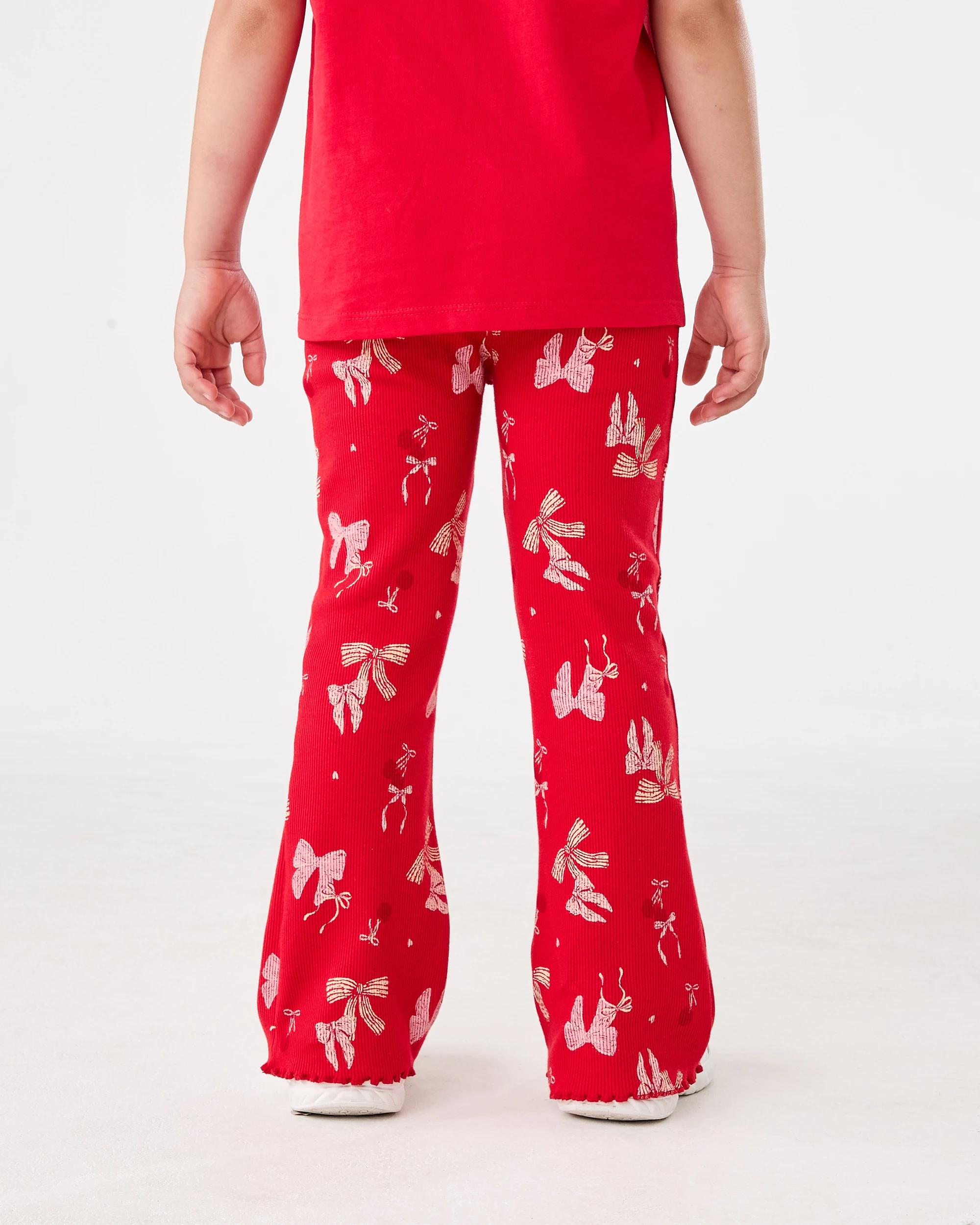 2 Christmas Flare Leggings Red Bows, 2 of 5