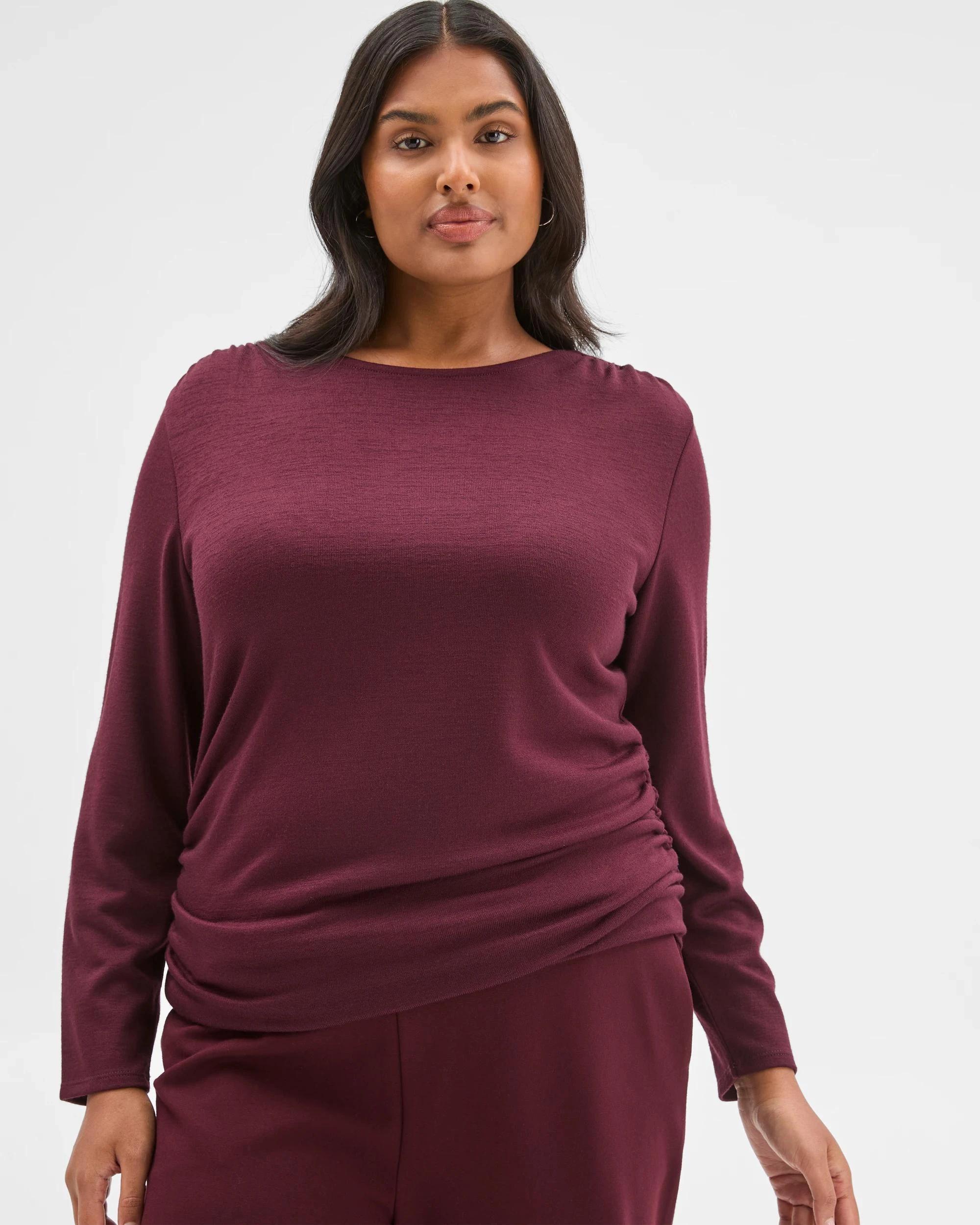 4 Target Curve Plus Size Long Sleeve Drape Knit Top PINOT, 4 of 7