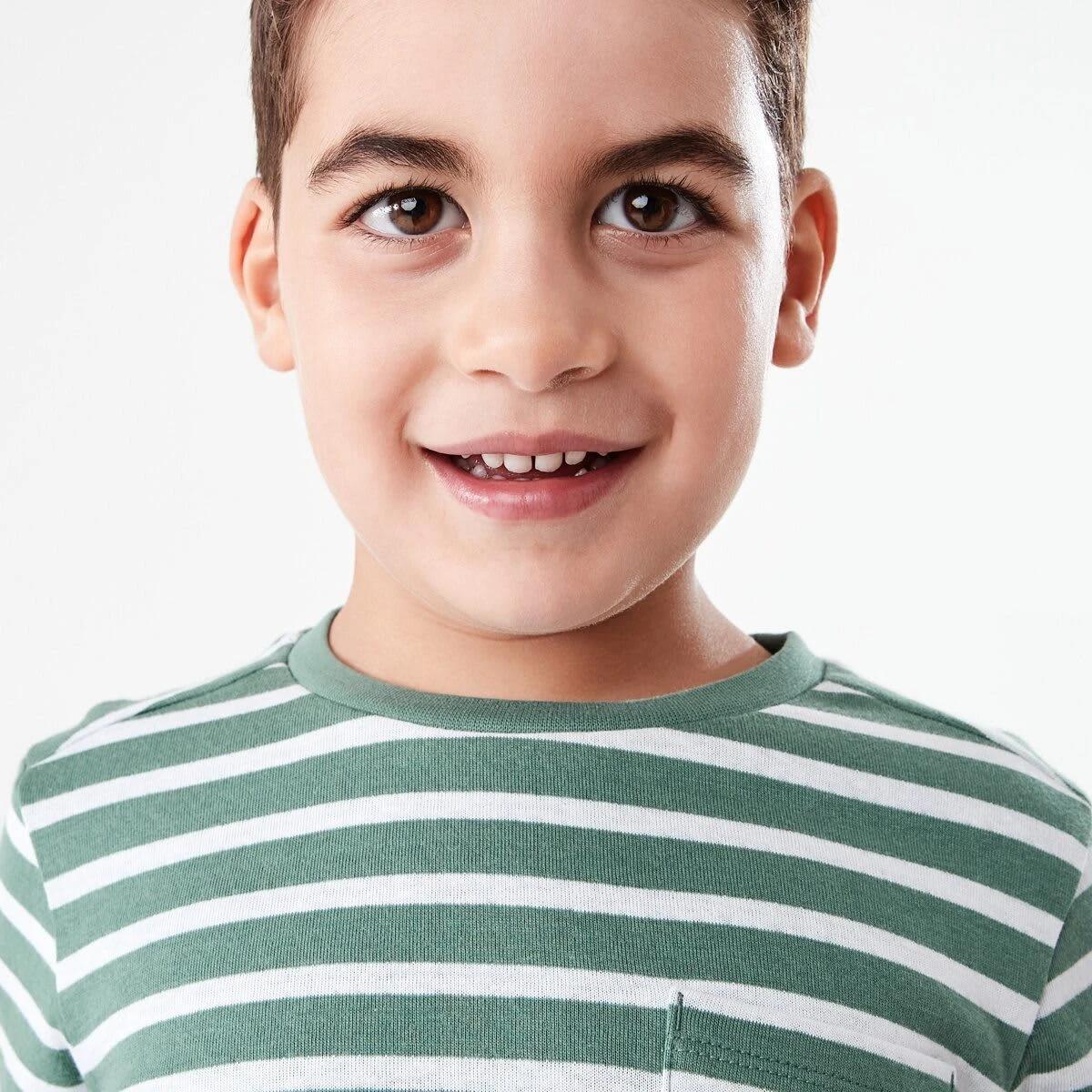 3 Double Cloth Stripe T-shirt Grn Stripe, 3 of 9