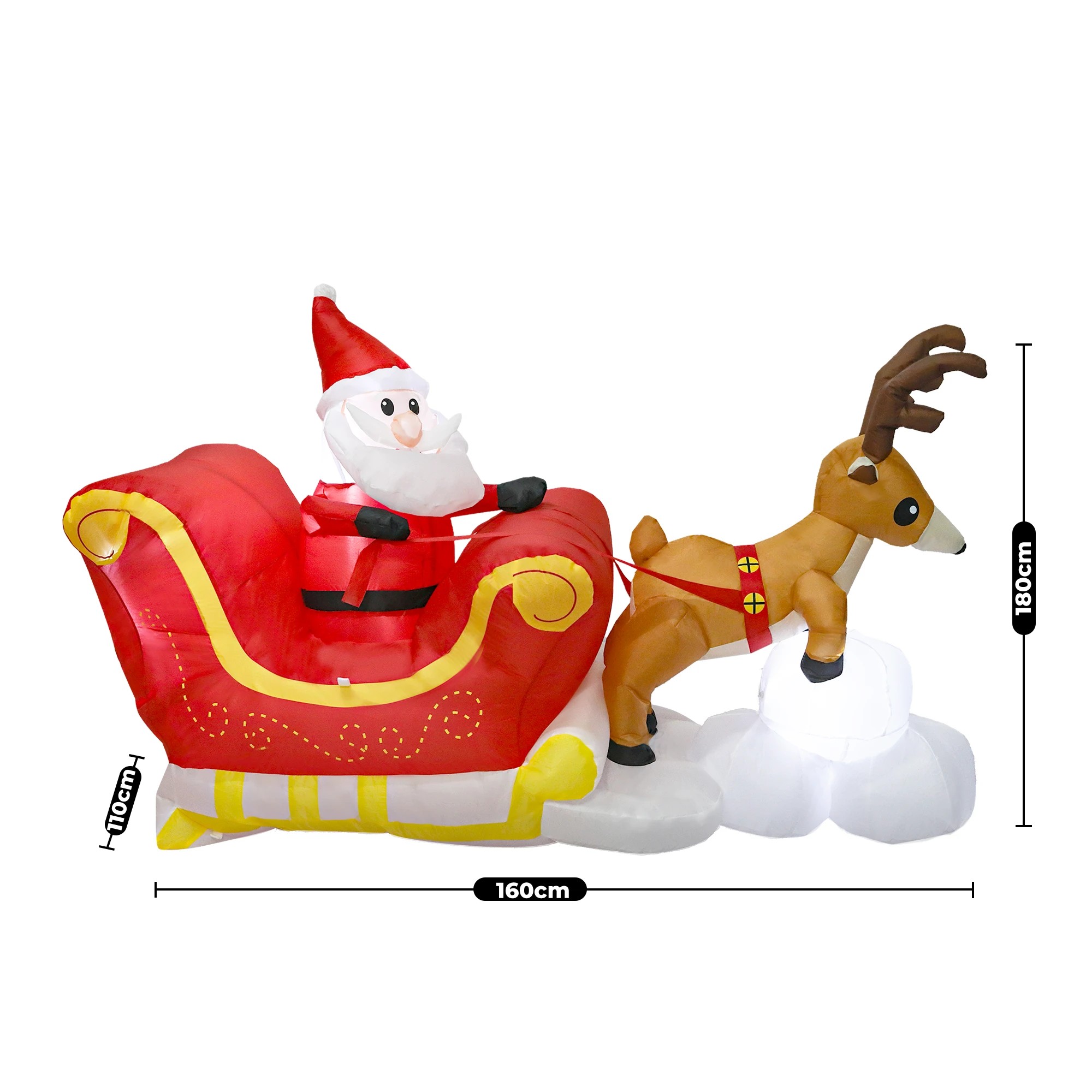 2 Santaco Christmas Inflatables Santa Claus Reindeer Sleigh, 2 of 5