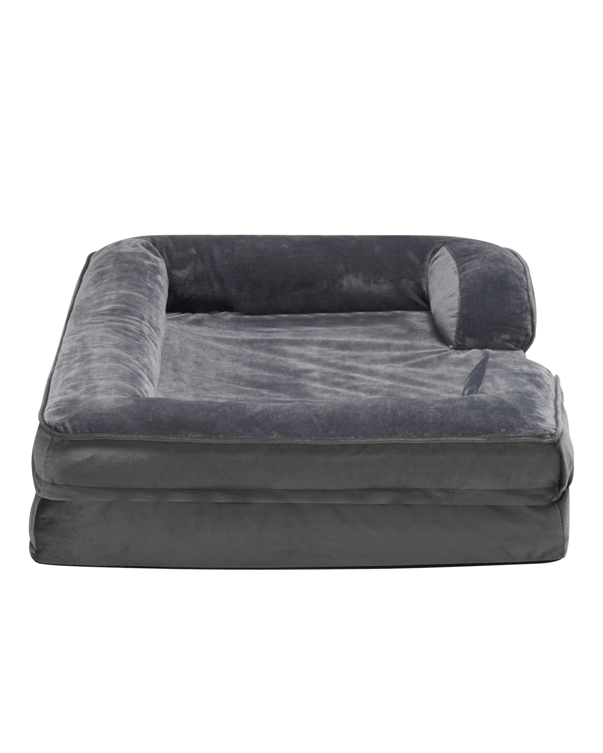 2 Petzly Dog Bed with Sides Egg-Crate Foam Removable Washable Cover Grey Medium, 2 of 7