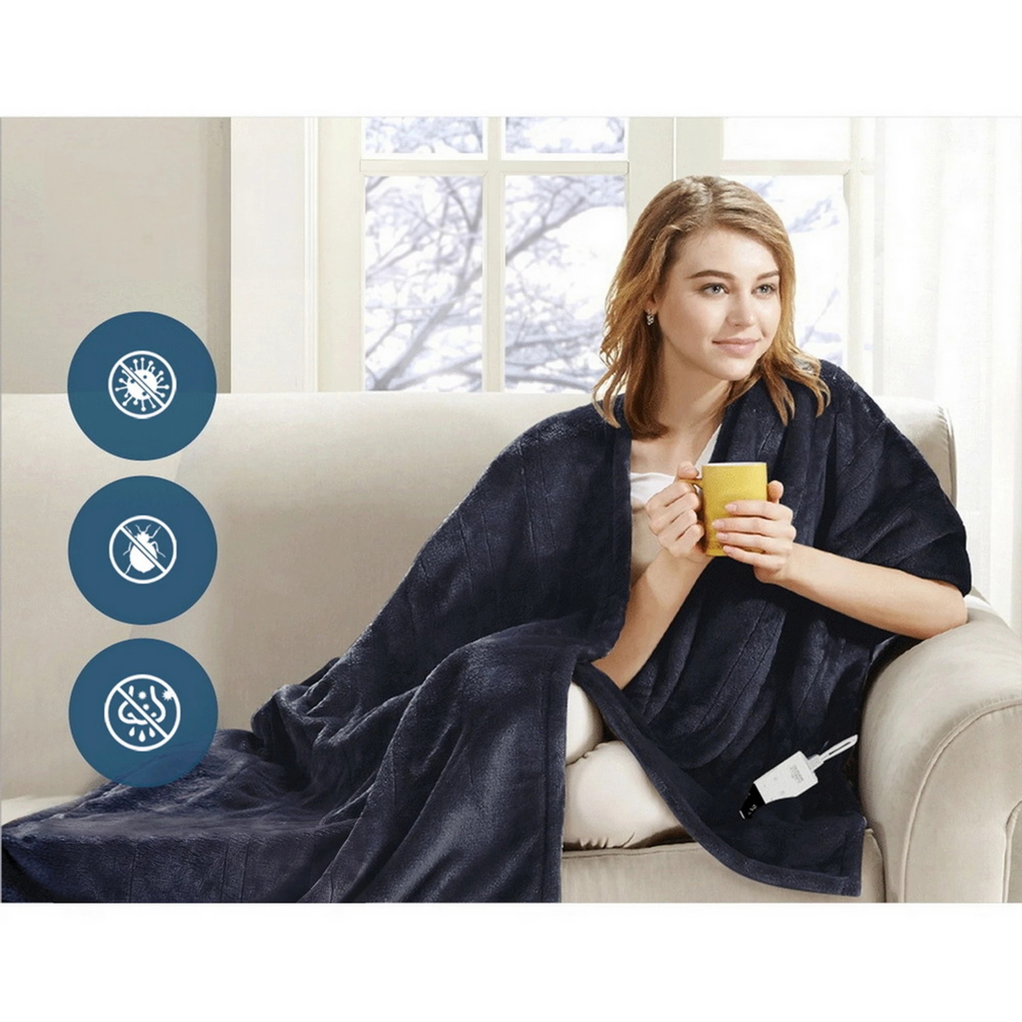 8 Giselle Electric Throw Rug Heated Blanket Fleece - Charcoal, 8 of 10