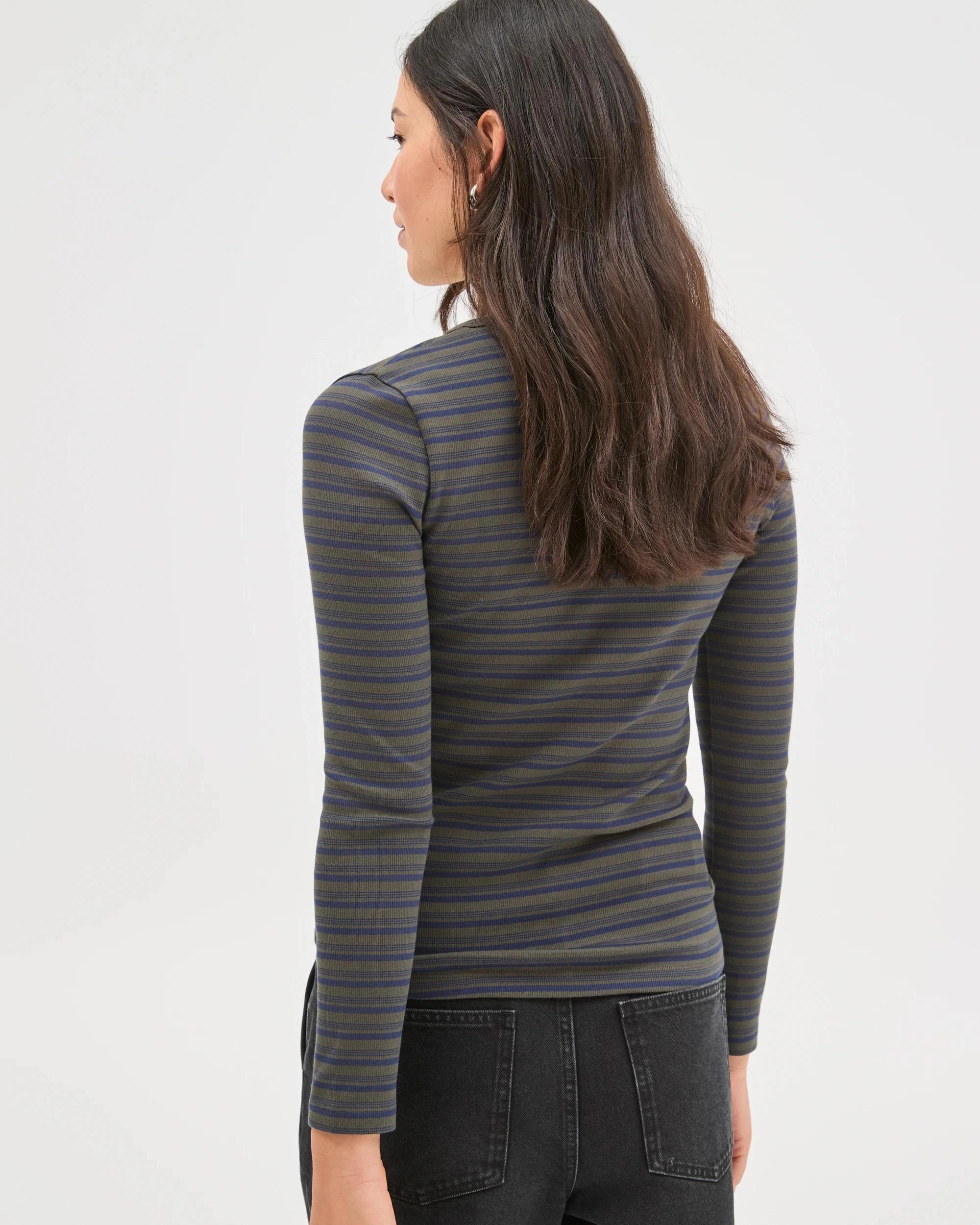 7 Target Woman Australian Cotton Long Sleeve Scoop Neck Rib T-Shirt OREGANO/NAVY BLAZER STRIPE, 7 of 7