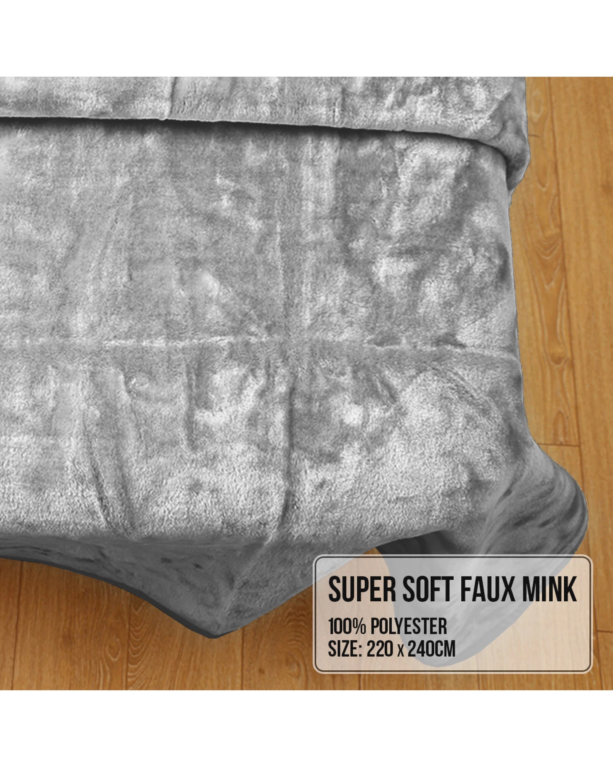 5 Laura Hill 800-gsm Mink Blanket Double-sided Soft Plush Bed Faux Throw Rug Silver
 - Queen Bed, 5 of 8
