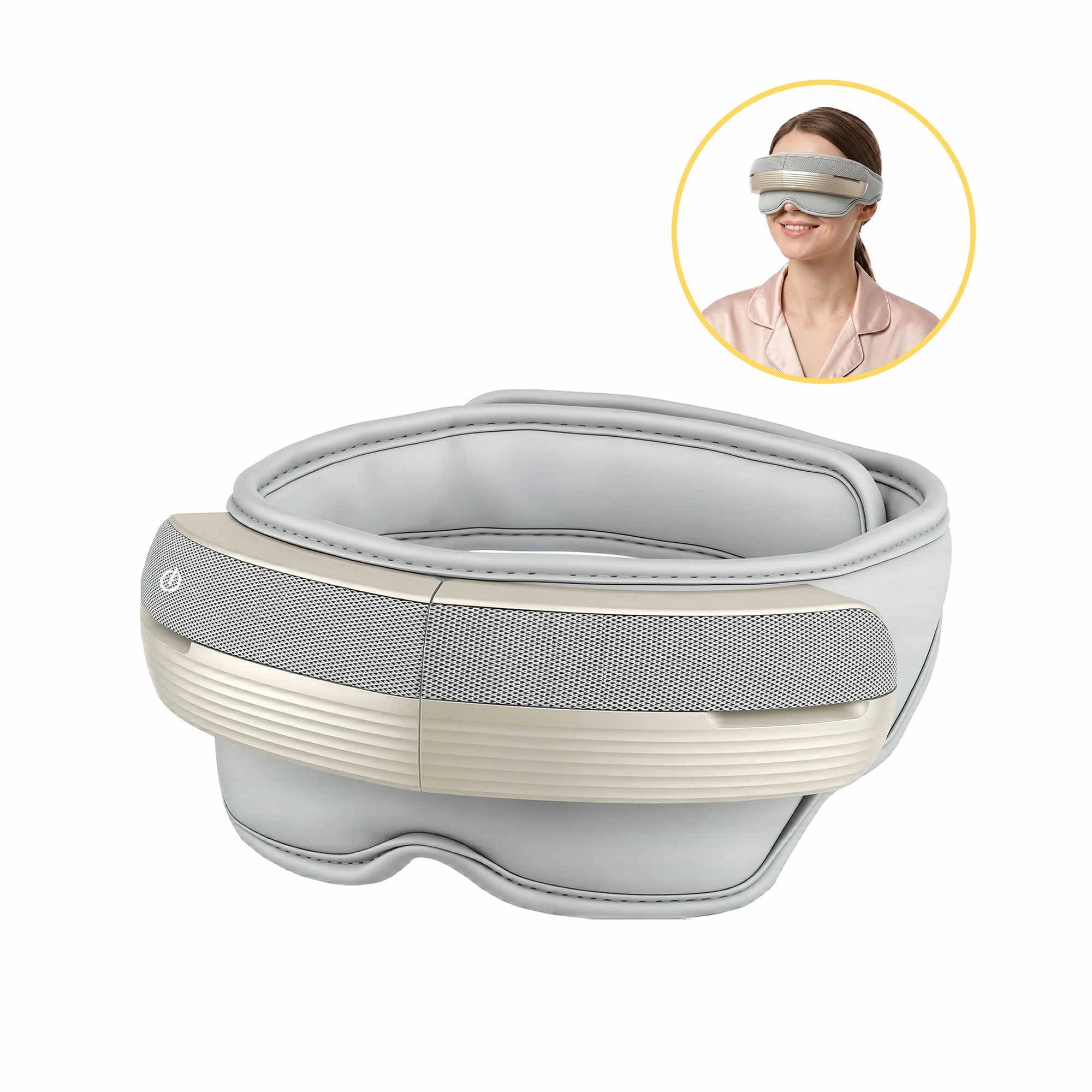 1 Livemor Eye & Head Massager with Heat 5 Modes Eye Massager Air Compression Bluetooth Music Foldable - Grey, 1 of 9