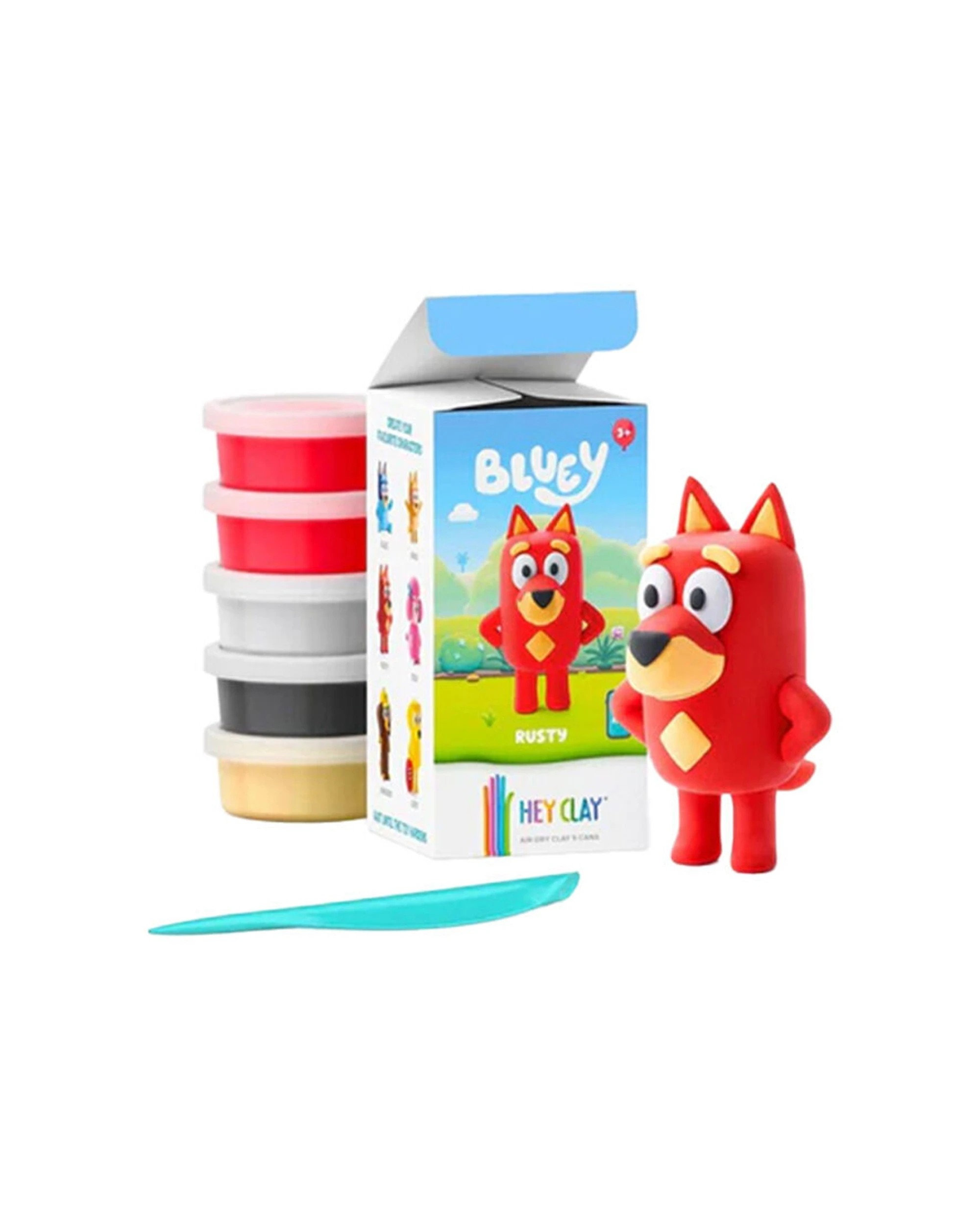 3 Hey Clay Bluey Single Character Kids Modelling Clay Set 5 Coloured Cans Rusty 4PK - Multi, 3 of 5