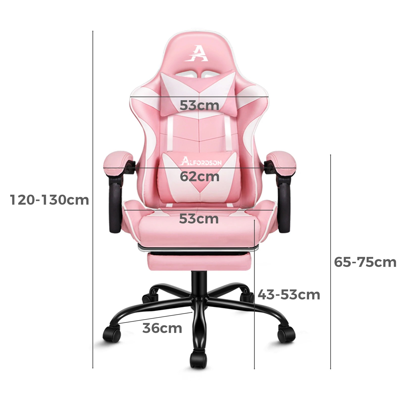 3 Alfordson Gaming Chair Office Massage Computer Racing Seat PU Leather - Pink, 3 of 10