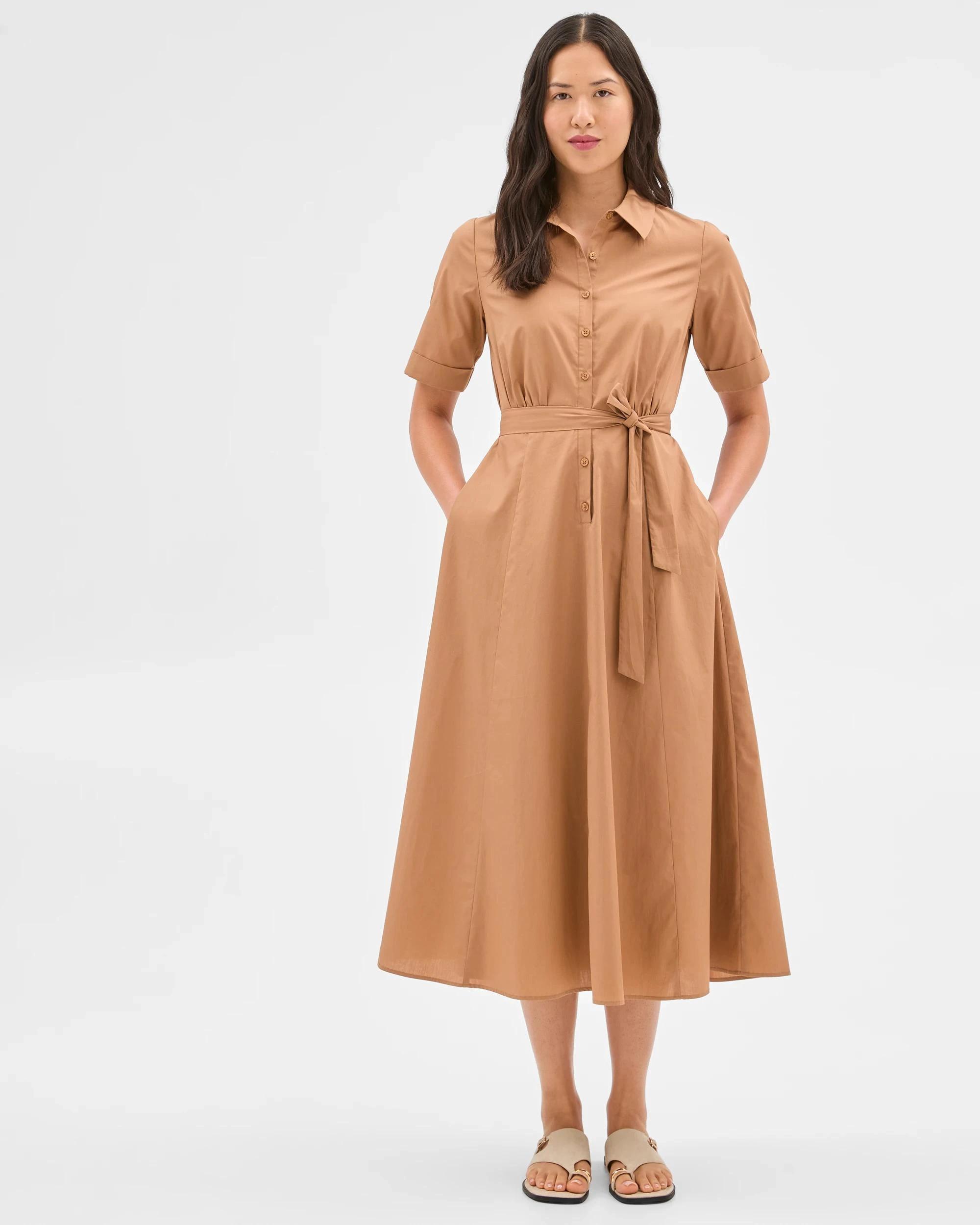 2 Australian Cotton Midi Shirt Dress - Preview CAMEL, 2 of 6