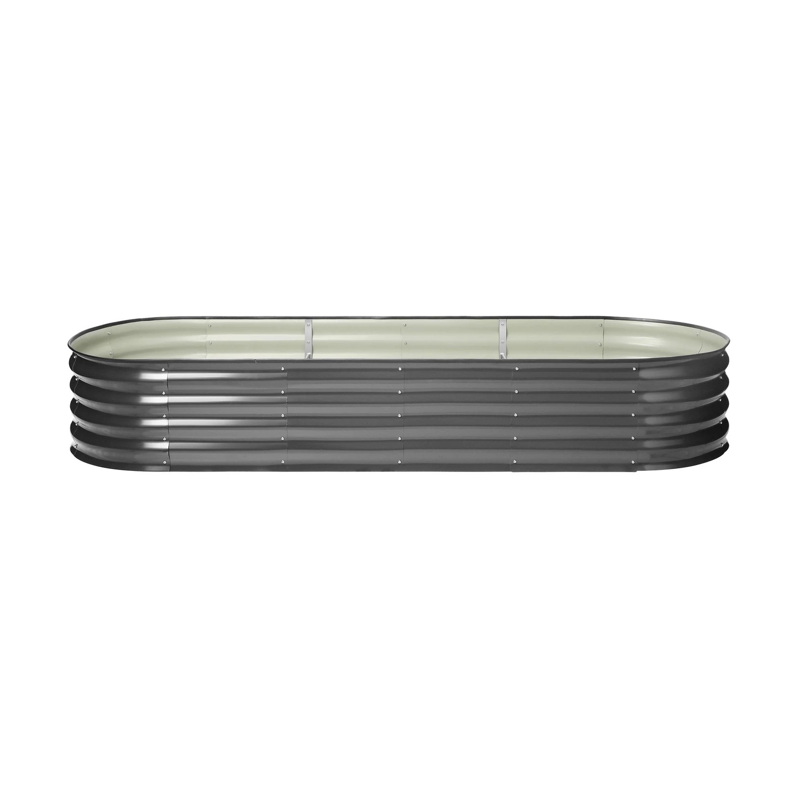 7 Livsip Galvanised Raised Garden Bed Steel Instant Planter Oval 240X80X42CM - Grey, 7 of 8