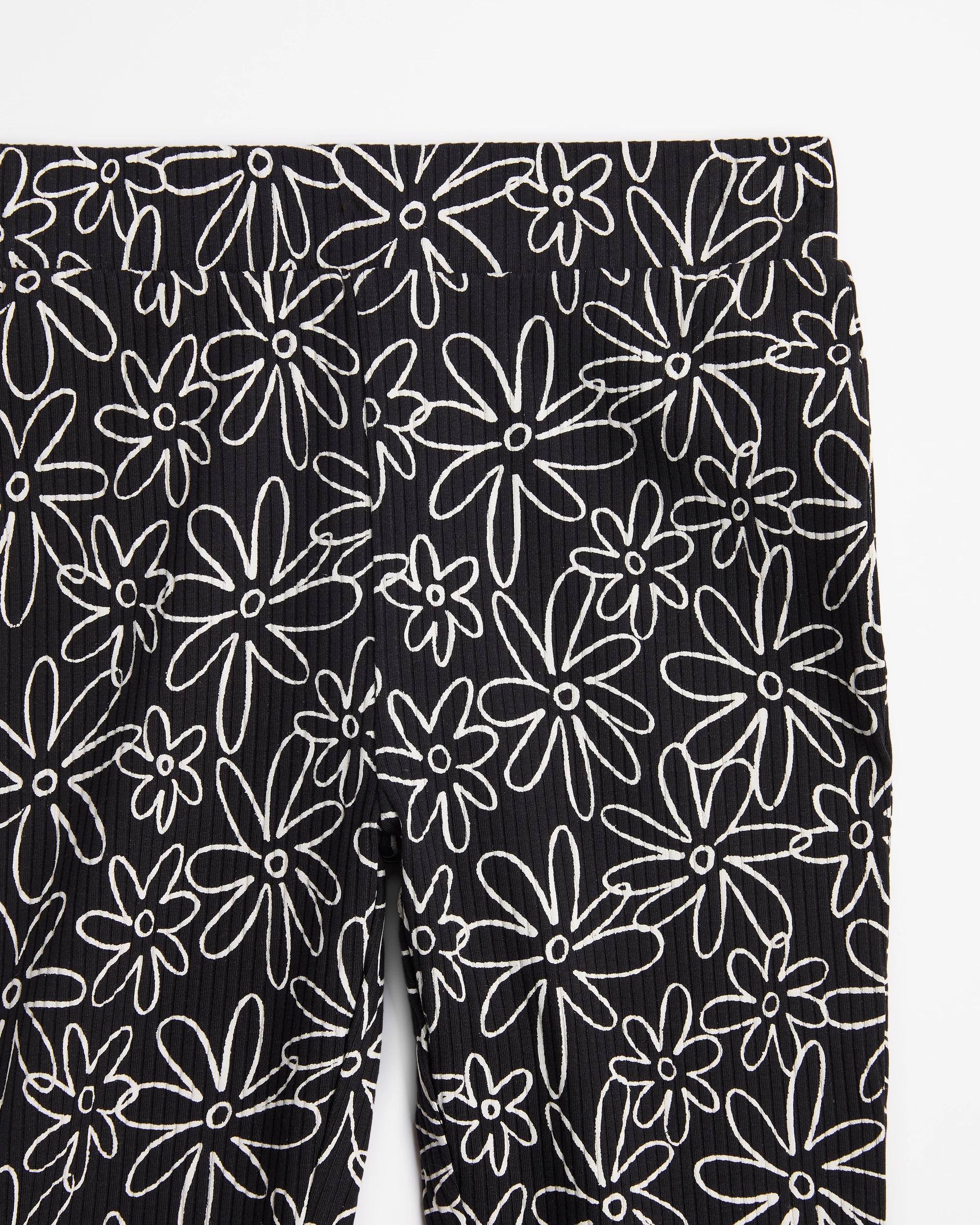 5 Target Youth Australian Cotton Rib Flare Leggings BLACK FLOWER, 5 of 5