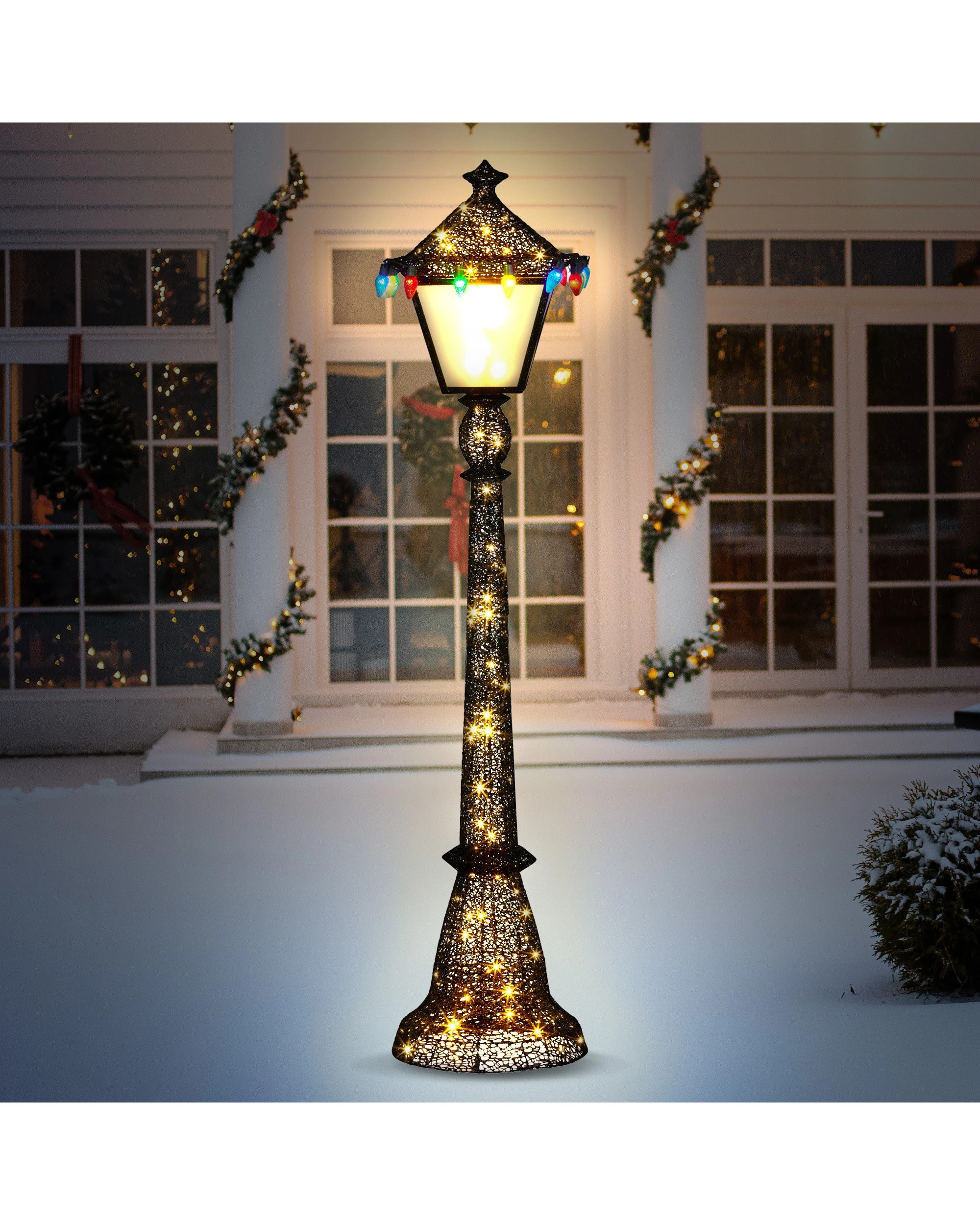 8 Christabelle 1.8m Christmas Lamp Post Indoor Outdoor Display Decoration Led Lights Front Yard Lawn Statue Ornament, 8 of 8