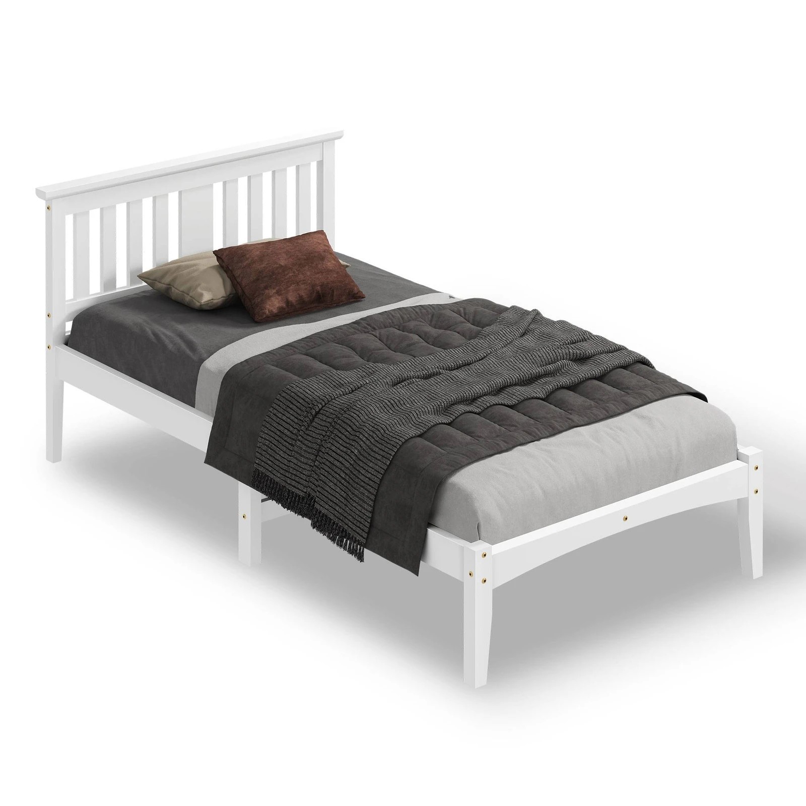 1 Alfordson Bed Frame Wooden Timber King Single Mattress Base Platform Elgin - White, 1 of 10