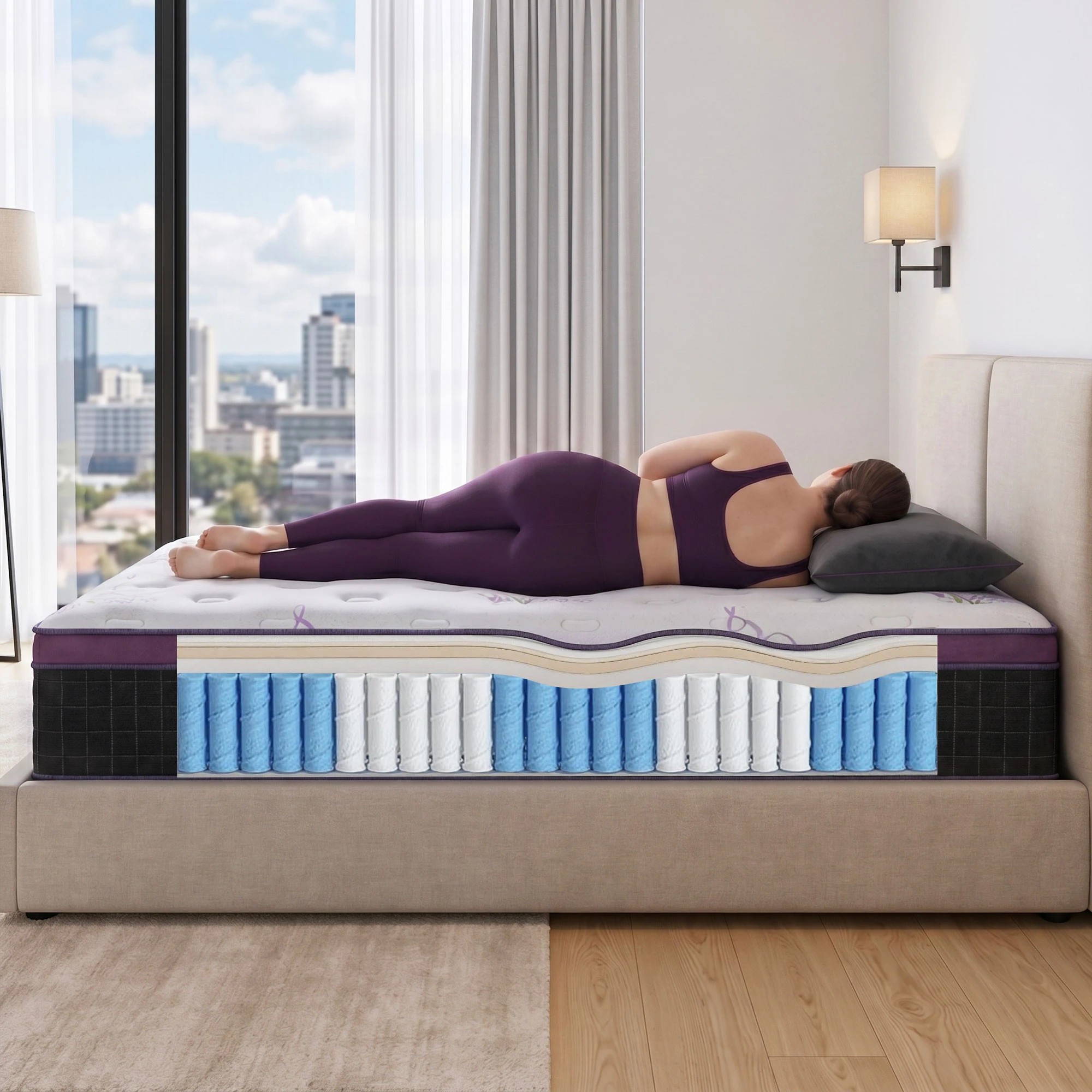 7 Giselle Bedding Euro Top Mattress Firm Pocket Spring Edge Support - King Bed - Multi, 7 of 9