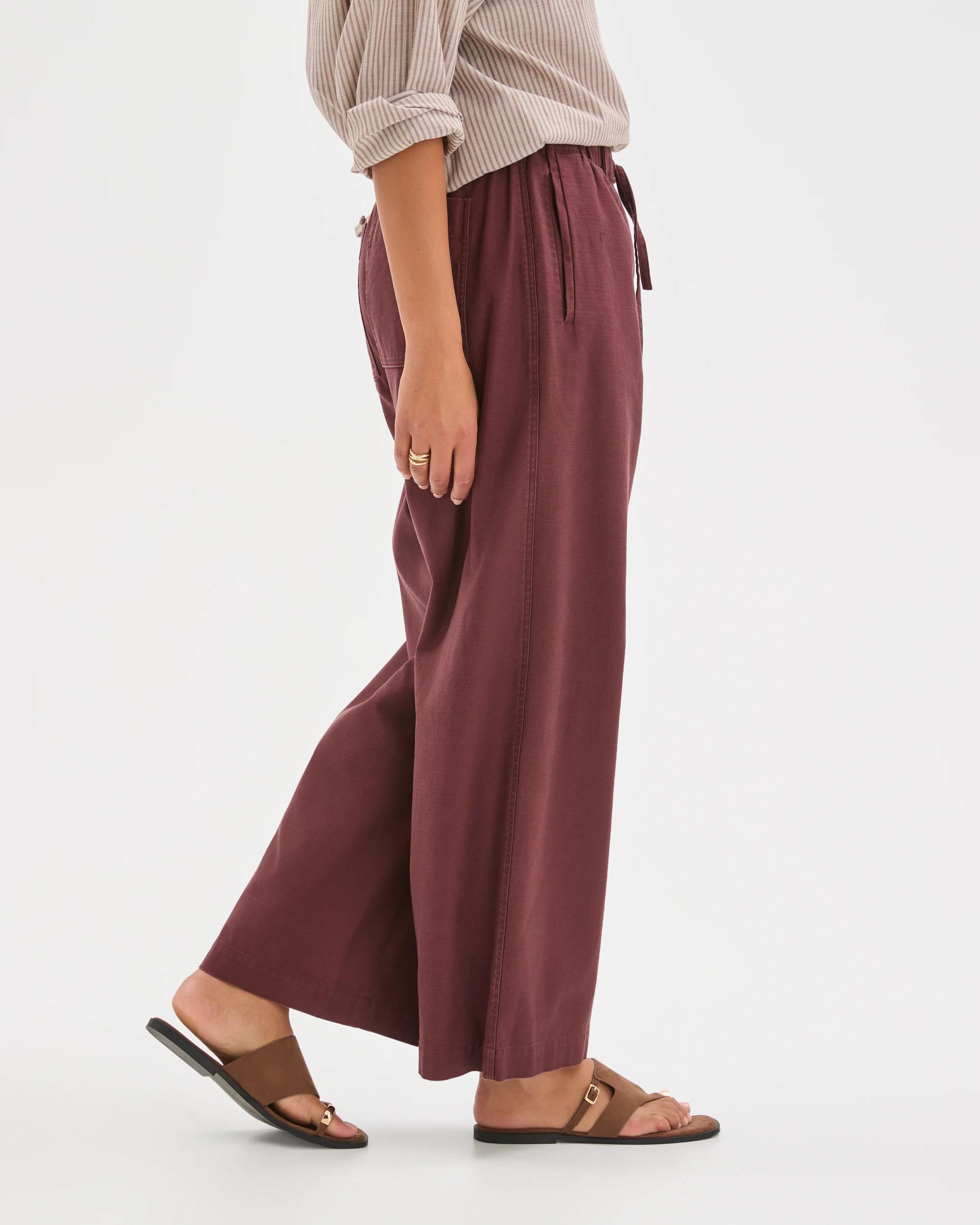 5 Target Woman Australian Cotton Wide Leg Textured Pants CHOCOLATE PLUM, 5 of 6