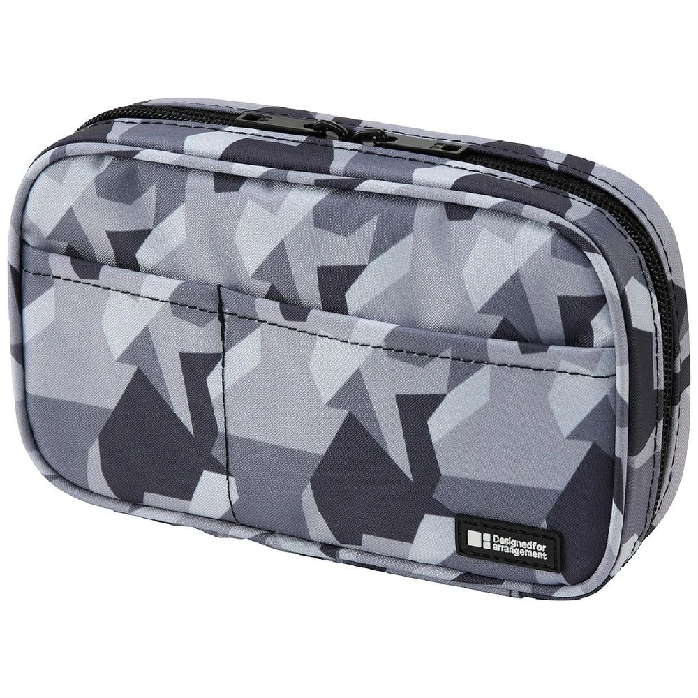 1 Liht Lab Single Zip Multi Compartment Pencil Case Grey Camo, 1 of 3