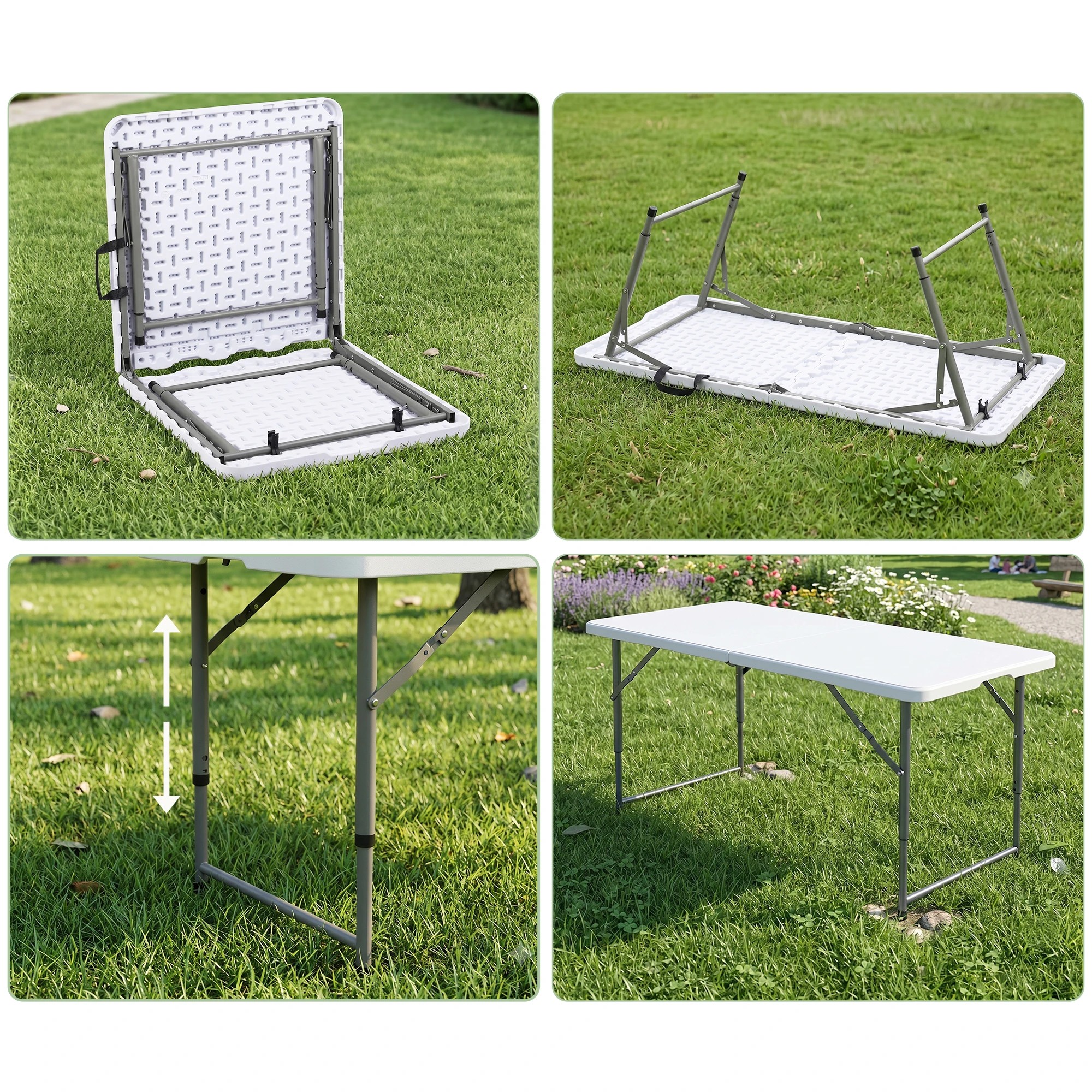 8 Gardeon 123cm Folding Table Portable Fold - White, 8 of 10