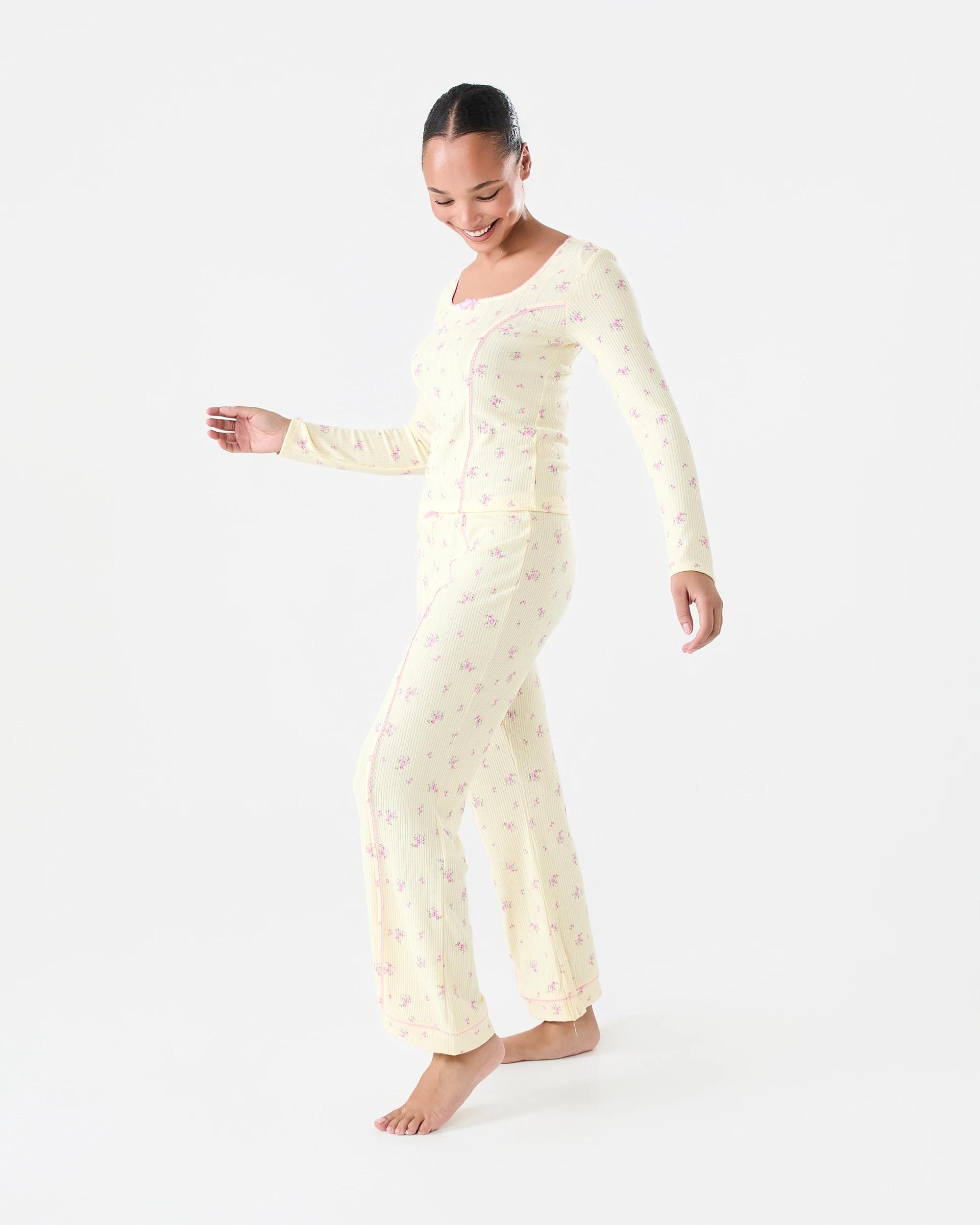 3 Pointelle Rib Pants Wild Rose, 3 of 6