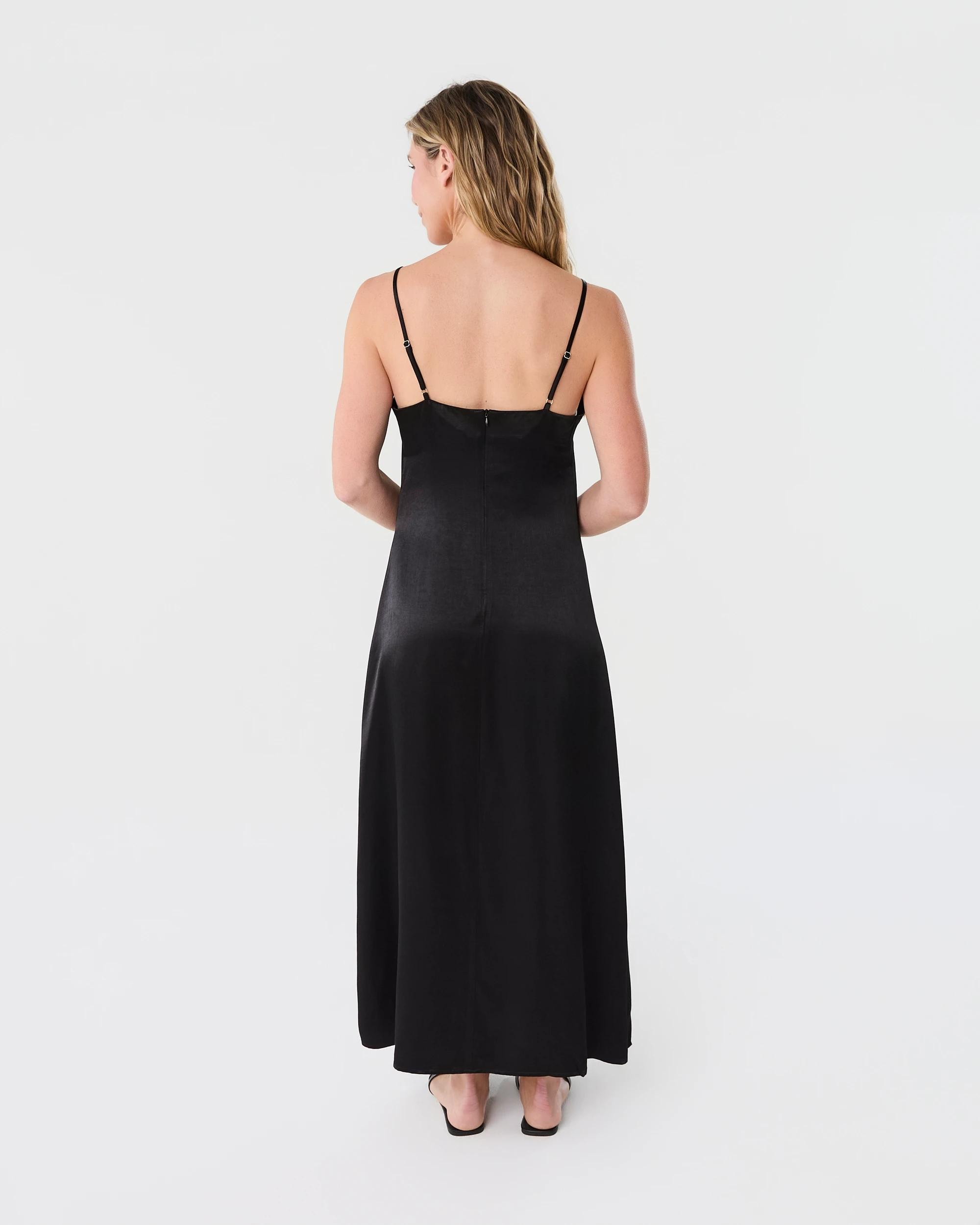 6 Sleeveless V-Neck Soft Maxi Dress Black, 6 of 6