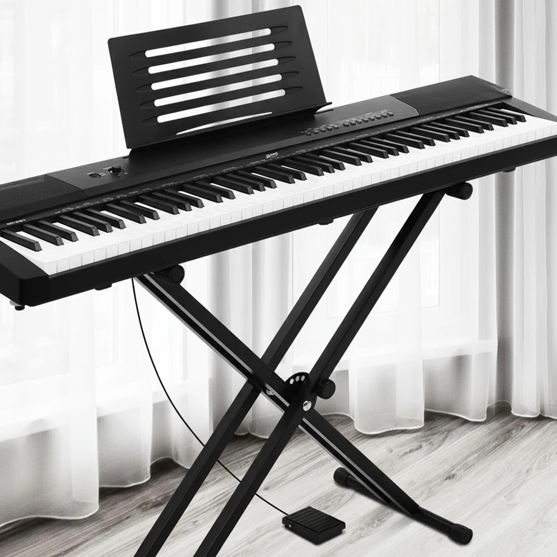 6 Alpha 88 Keys Electronic Piano Keyboard Digital Electric w/ Stand Sustain Pedal - Black, 6 of 6