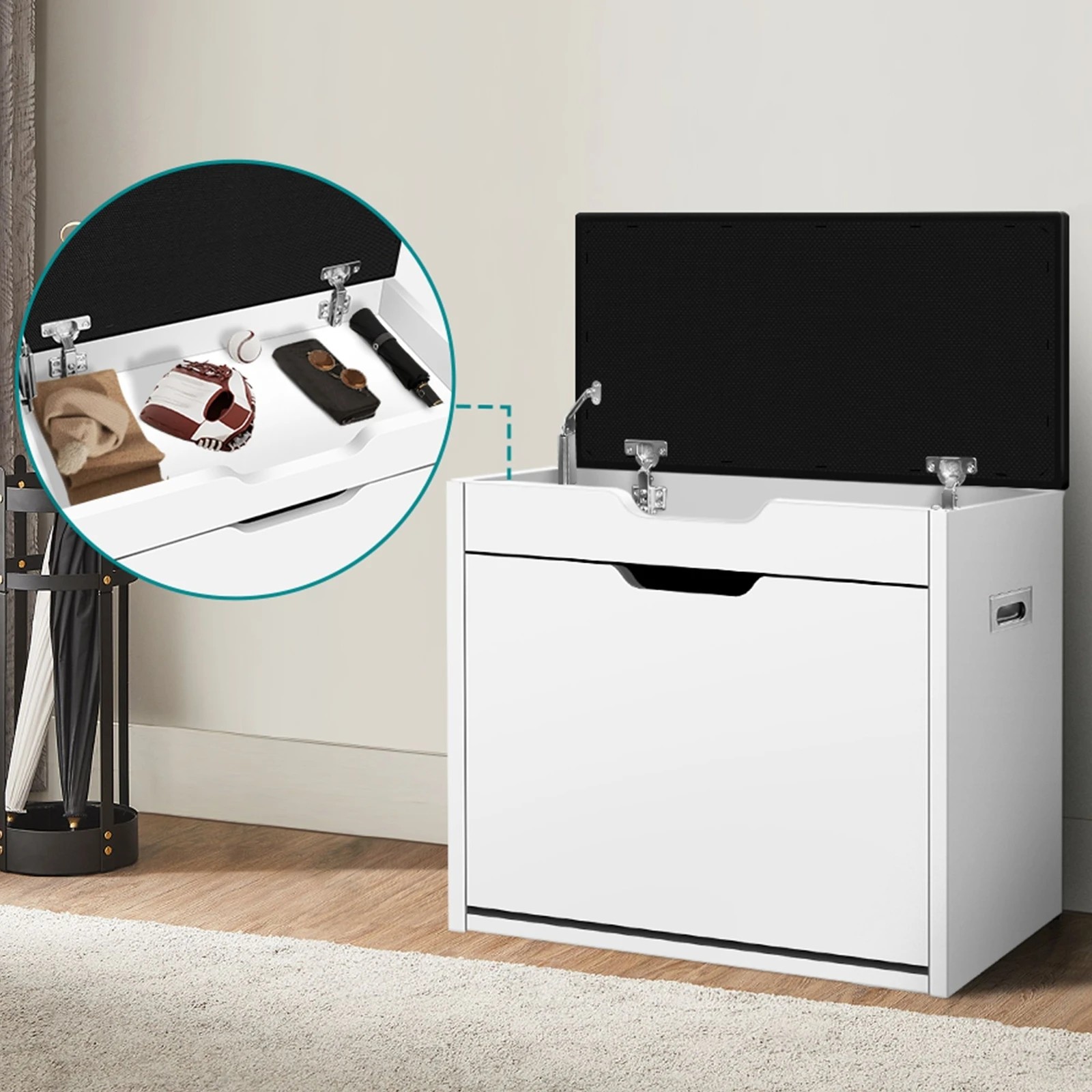 4 Alfordson Shoe Cabinet Bench Storage Rack Organiser Shelf 12 Pairs - White, 4 of 10