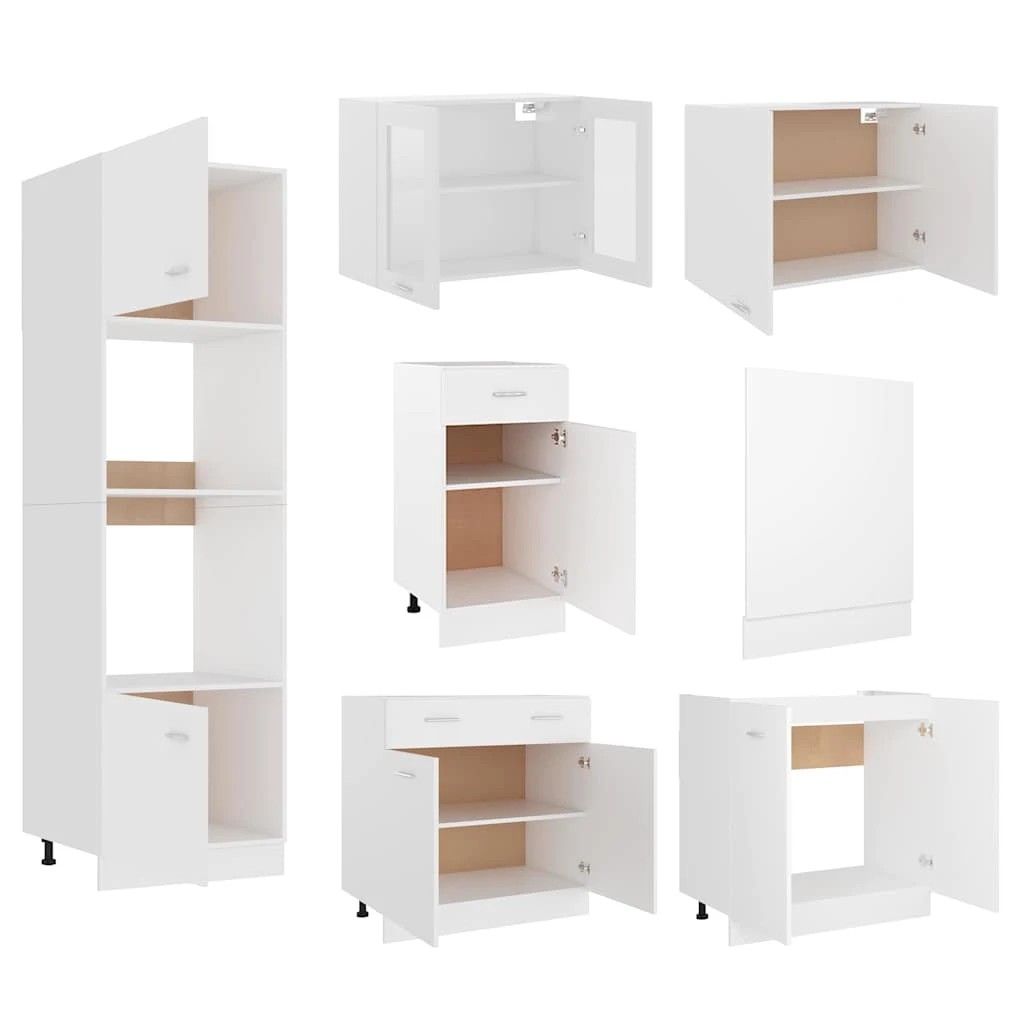 4 vidaXL Kitchen cabinet set Ample Storage - White, 4 of 9