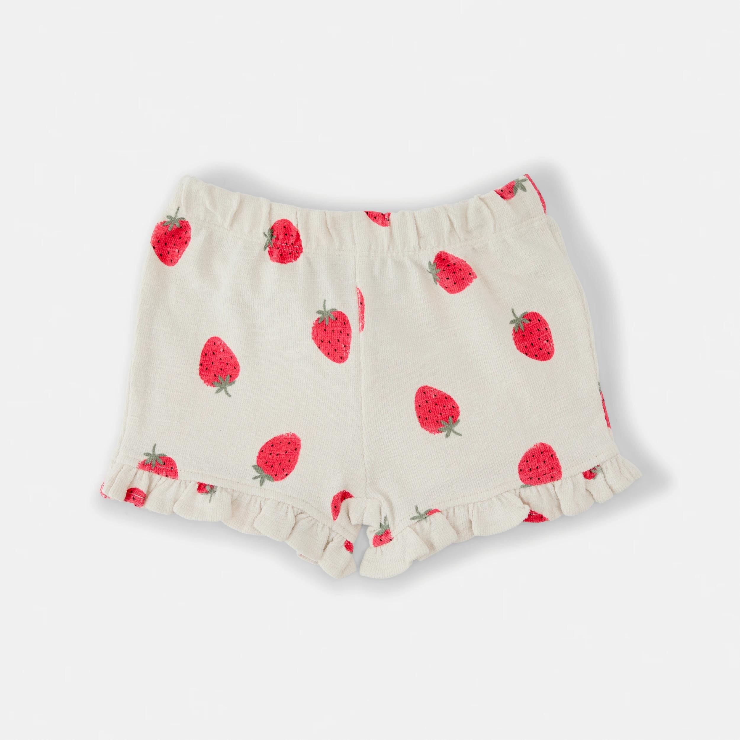 4 Short Sleeve Frill Slub Set CREAM STRAWBERRY, 4 of 6