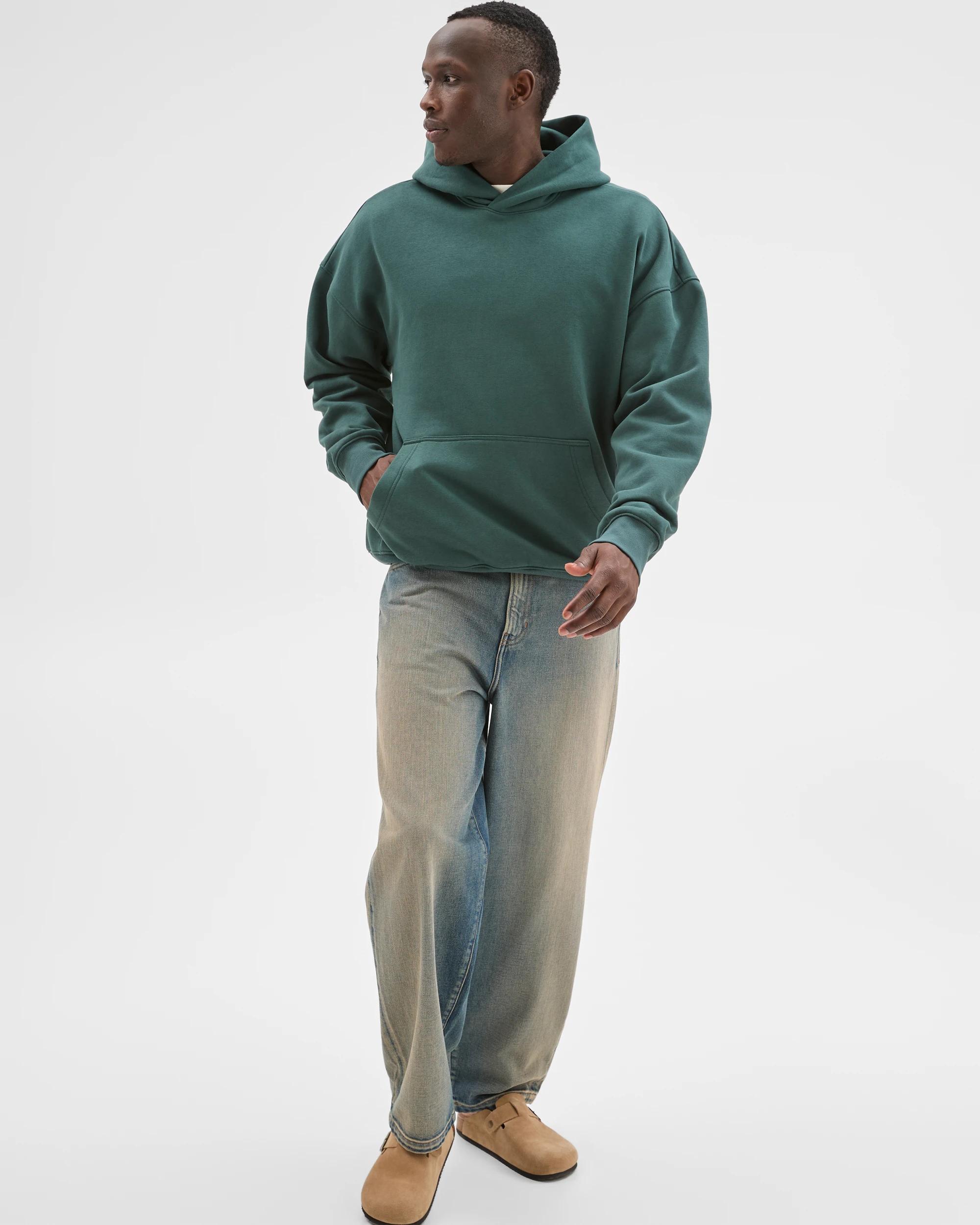2 Commons Australian Cotton Blend Heavyweight Oversized Hoodie DARK FOREST, 2 of 7