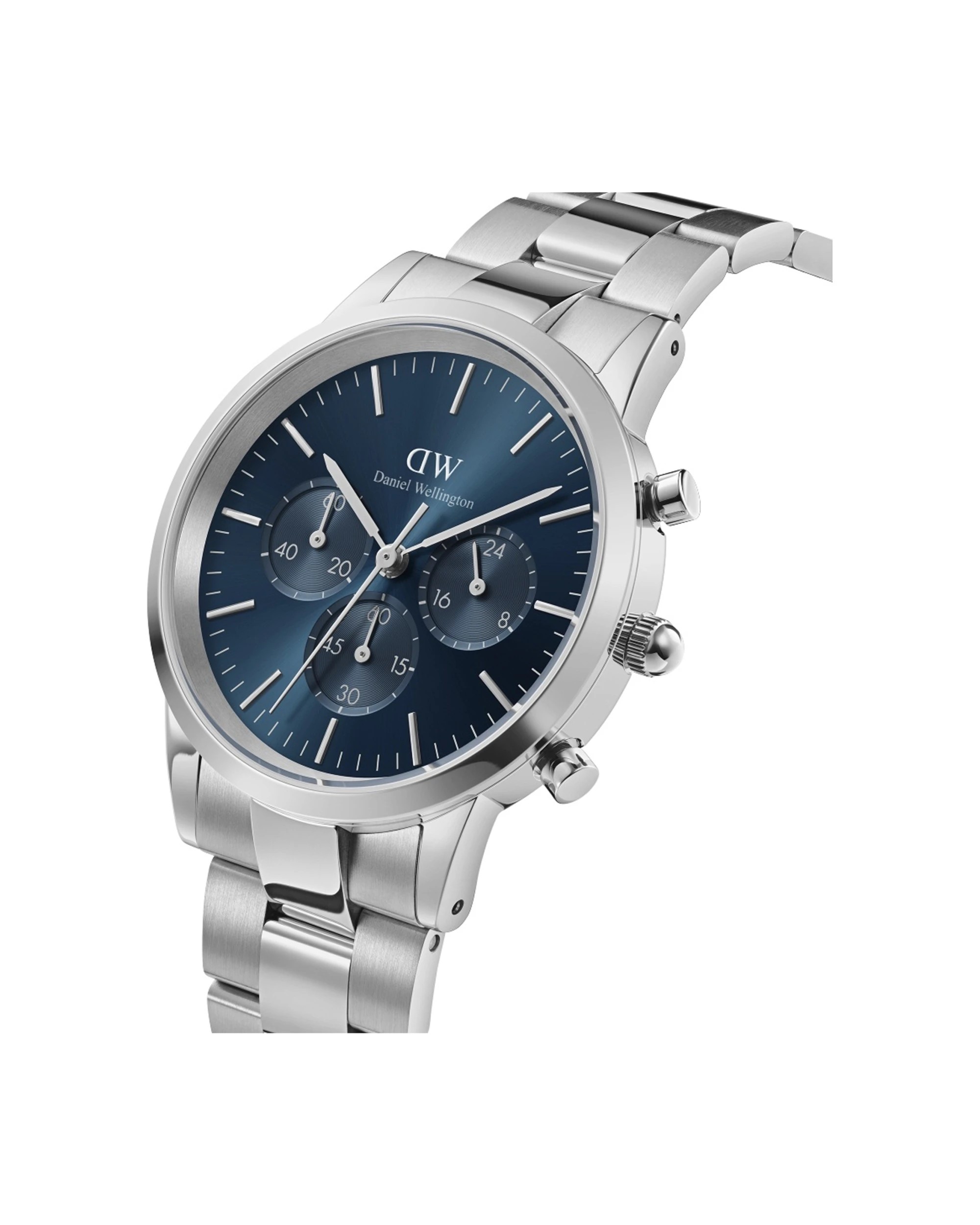 2 Daniel Wellington Iconic Chronograph Link Silver Arctic Sunray Watch 42mm, 2 of 5