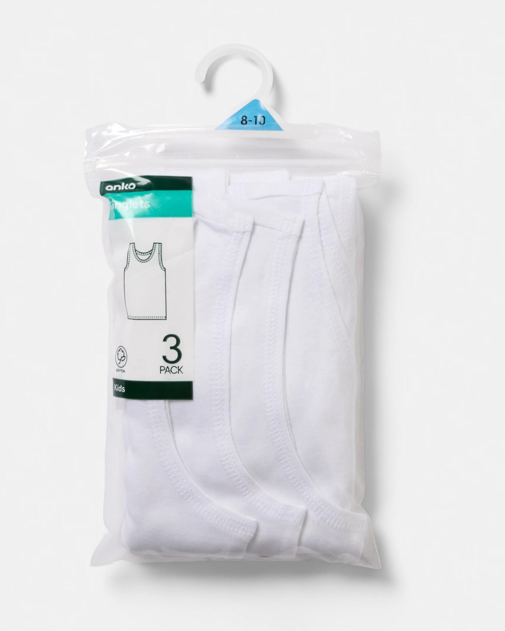 5 3 Pack Wide Strap Singlets White, 5 of 5