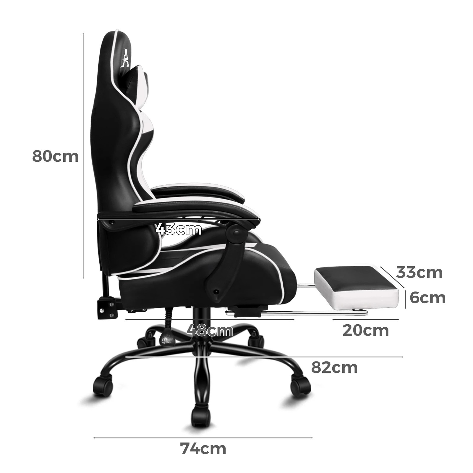 4 Alfordson Gaming Chair Office Massage Computer Racing Seat PU Leather - White, 4 of 10