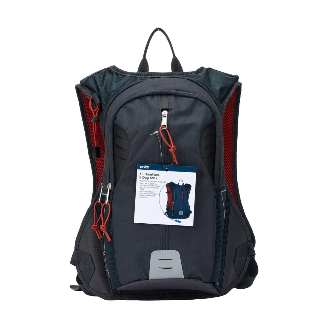 6 6L Hamilton 2 Day Pack - Grey and Rust, 6 of 6