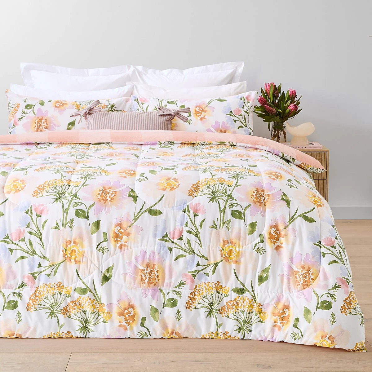 1 Belle Cotton Rich Reversible Comforter Set - Double Bed, 1 of 7