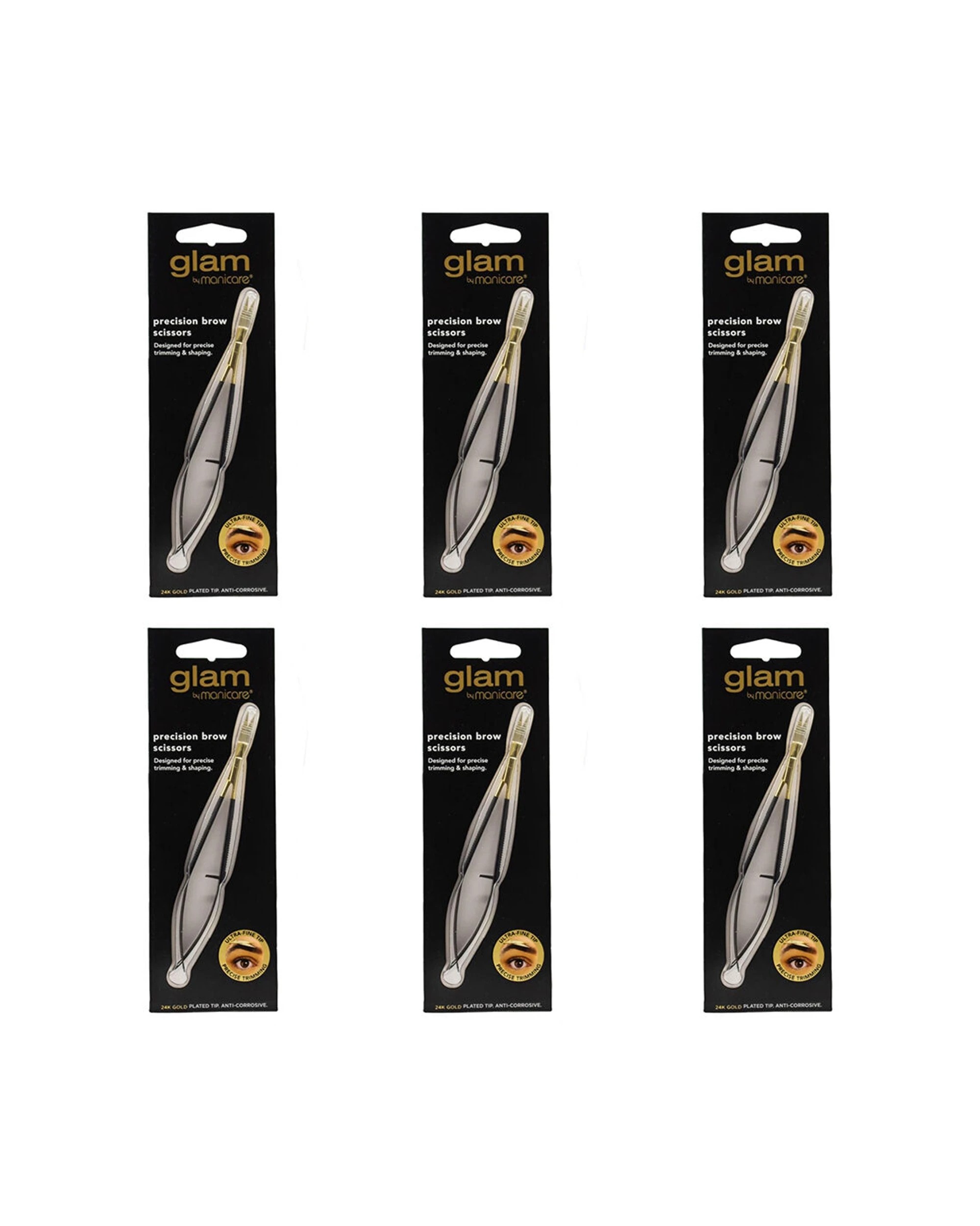 1 Manicare Glam Stainless Steel Precision Brow Grooming Scissors 6PK - Multi, 1 of 3