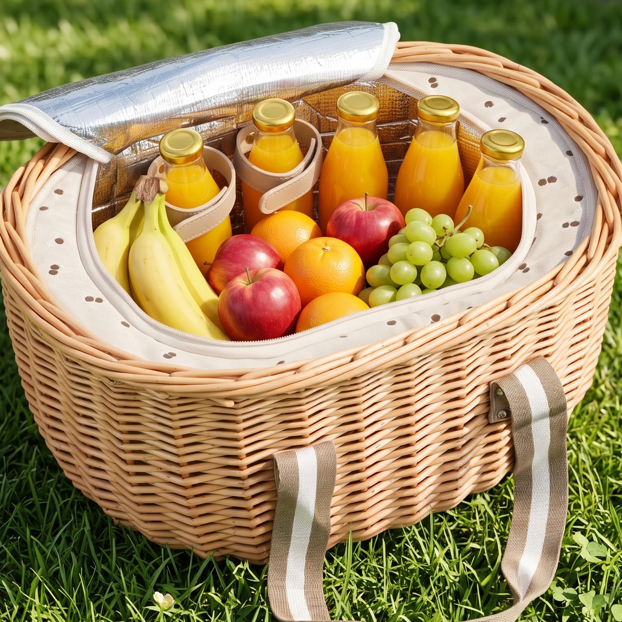 4 Alfresco 2 Person Insulated Picnic Basket Set with Foldable Wood Table - Multi, 4 of 8