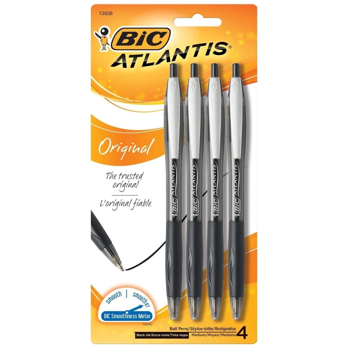 1 BIC Atlantis Ball Pens - 4 Pack - Black, 1 of 9